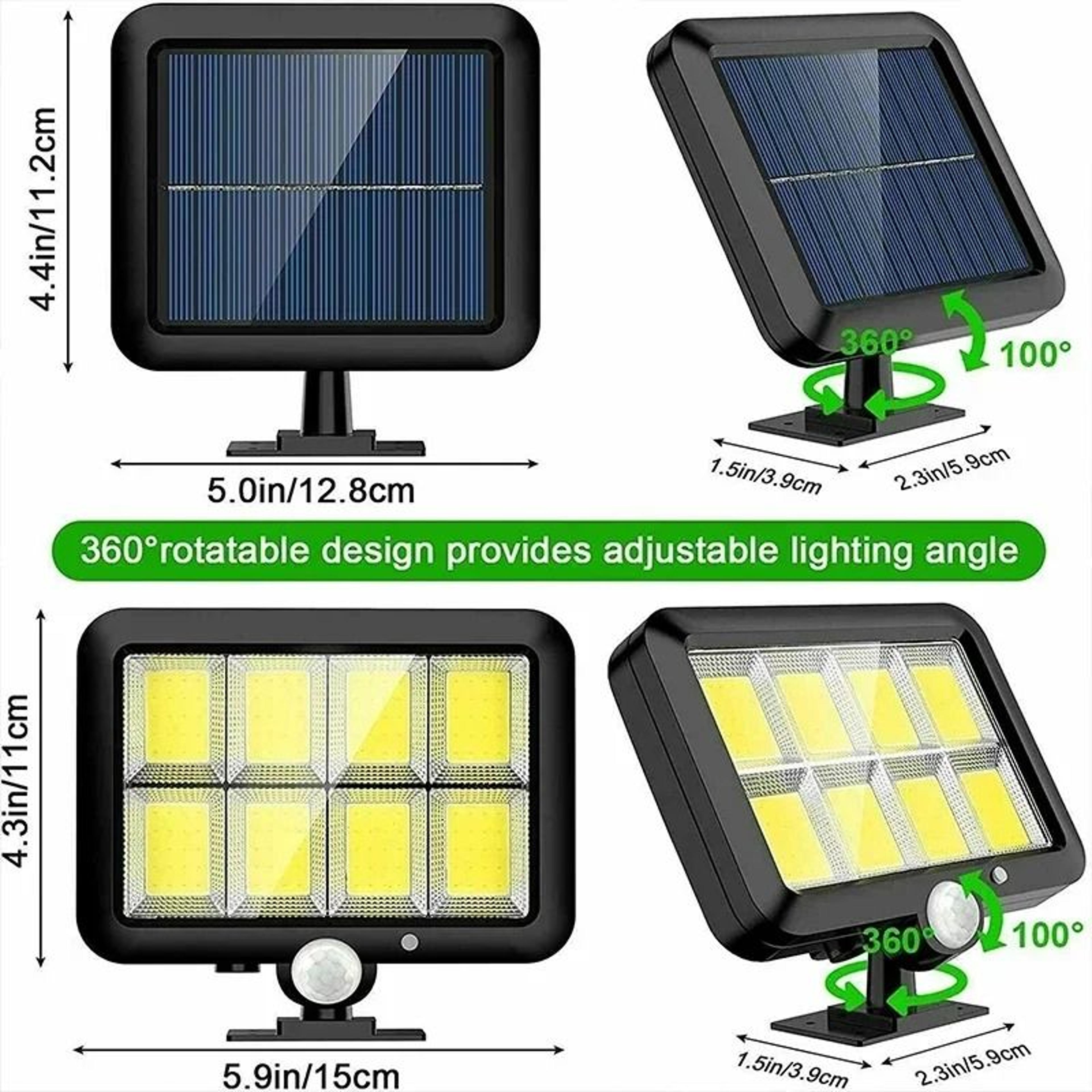Split Panel Solar Motion Sensor Wall Light 100120160COB 6