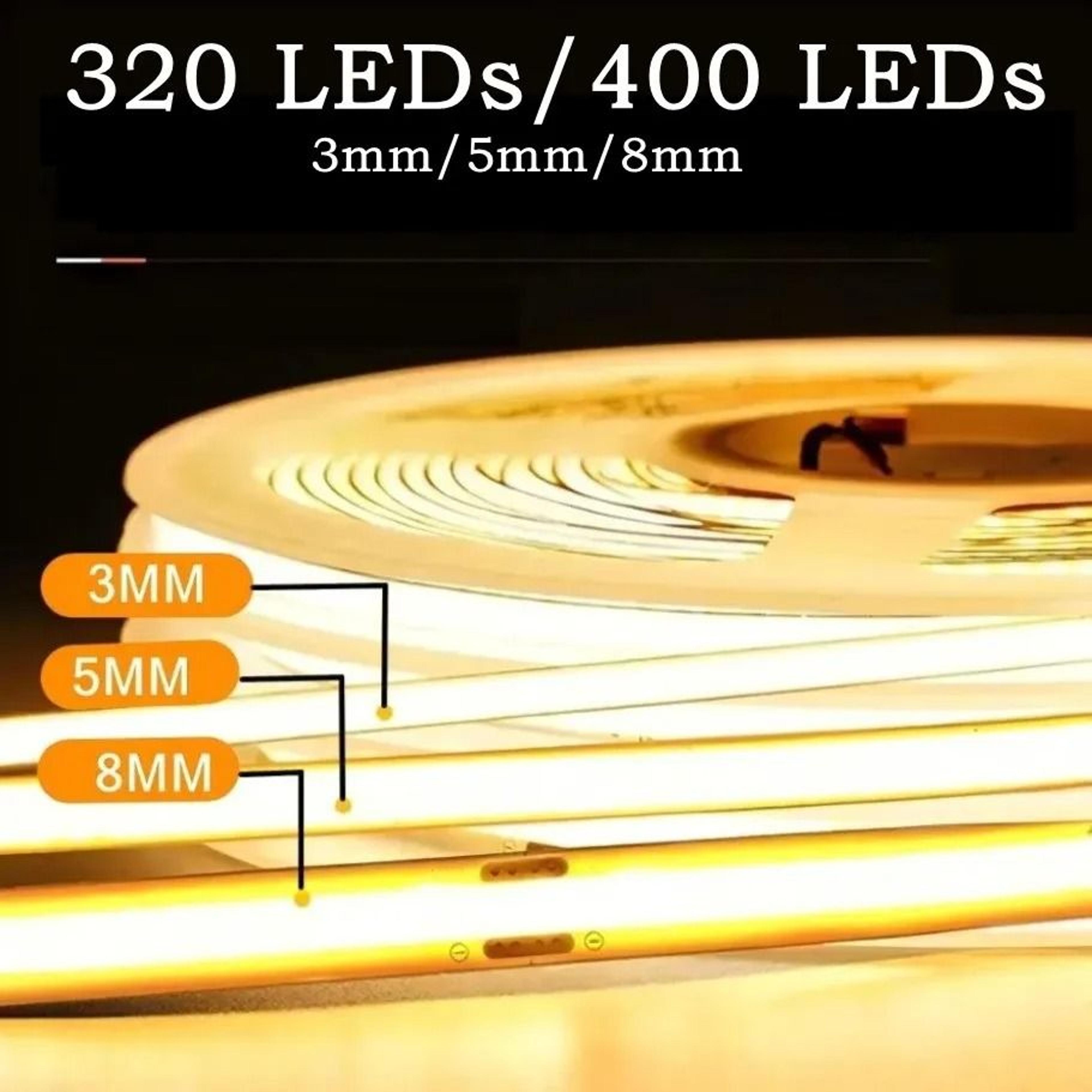 ultra slim 5v cob led strip light 3mm 5mm 8mm dimmable tape