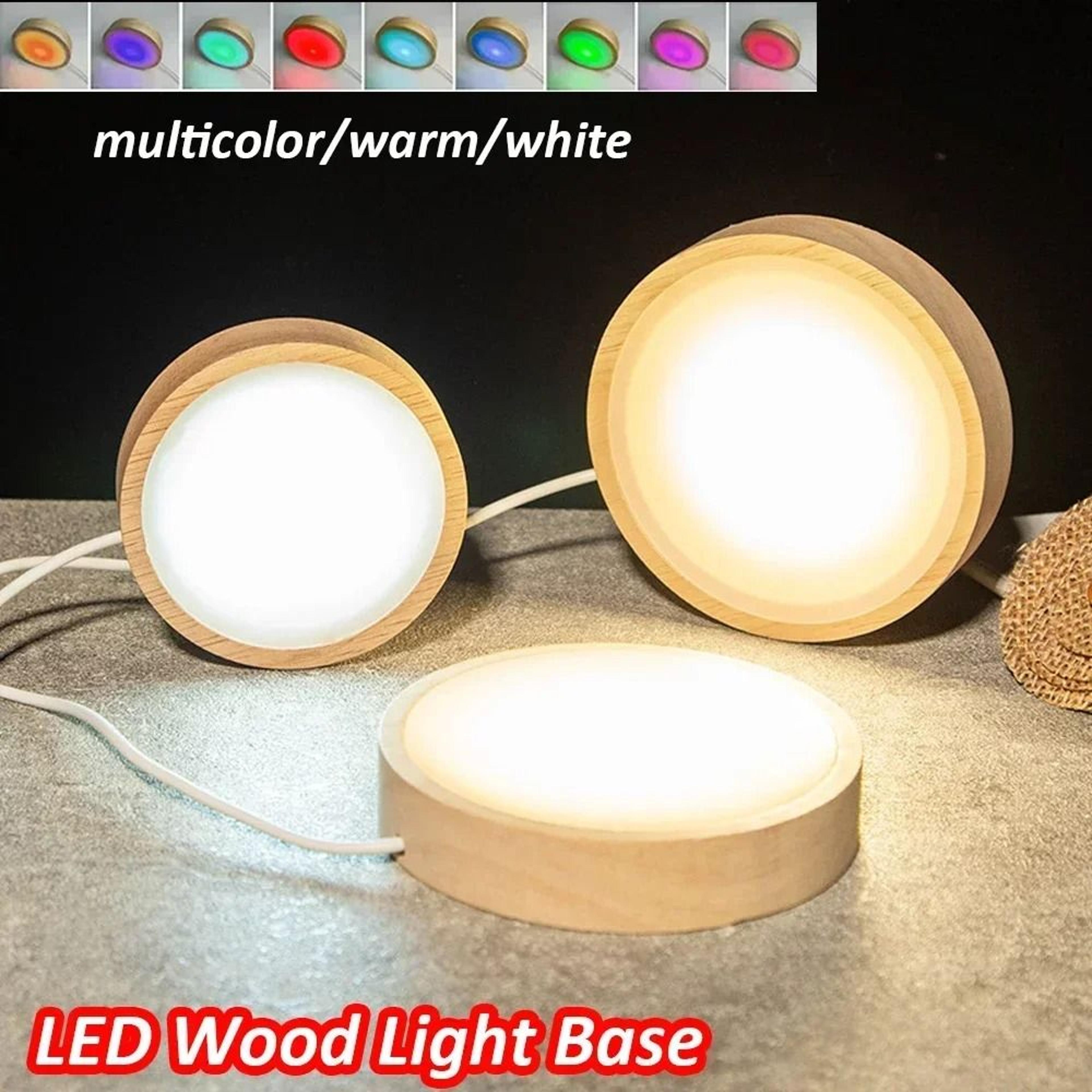 Round Wooden LED Light Base For Crystal Ball And Acrylic Display 14
