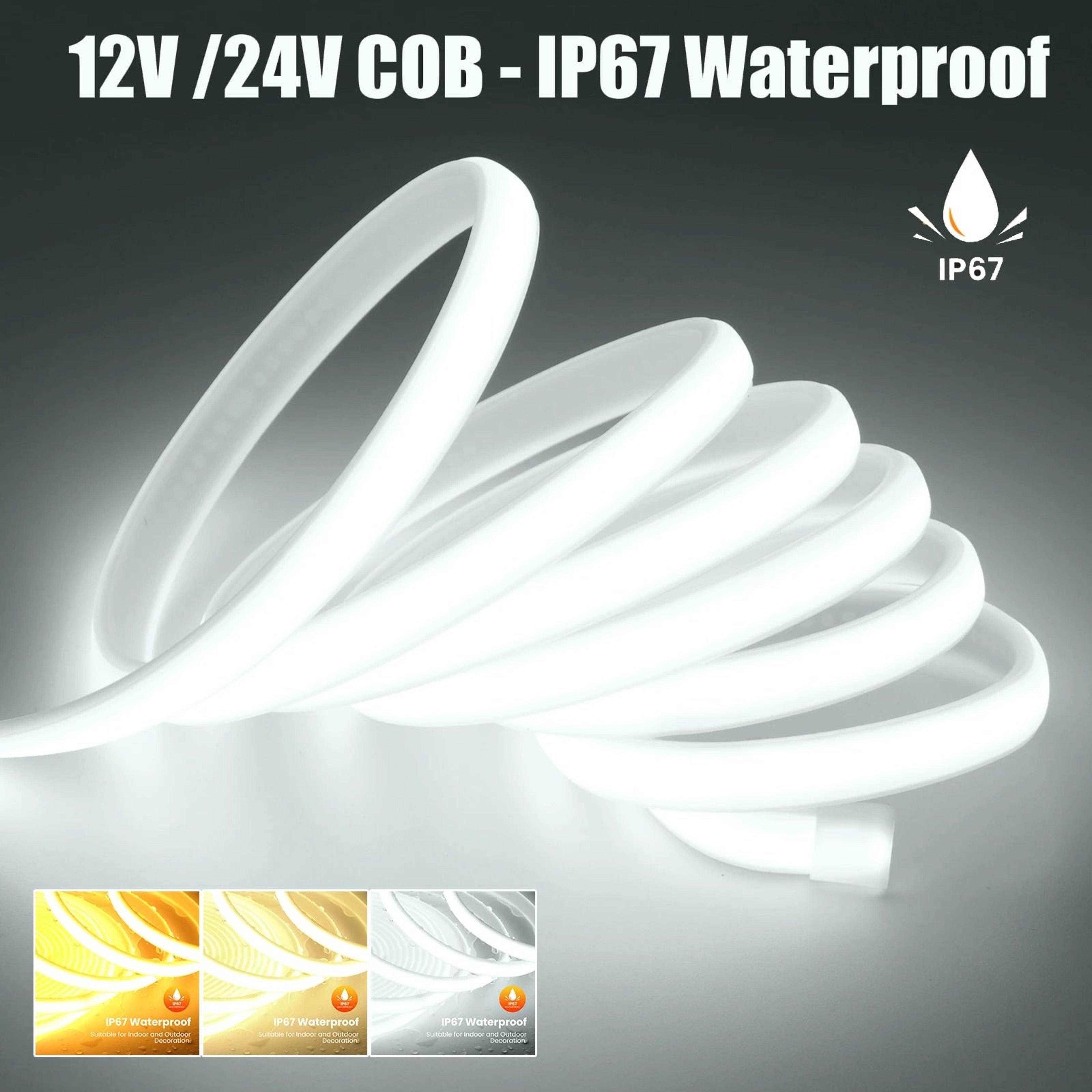 IP67 COB LED Strip Light 12V 24V Waterproof Flexible Neon Tape 0