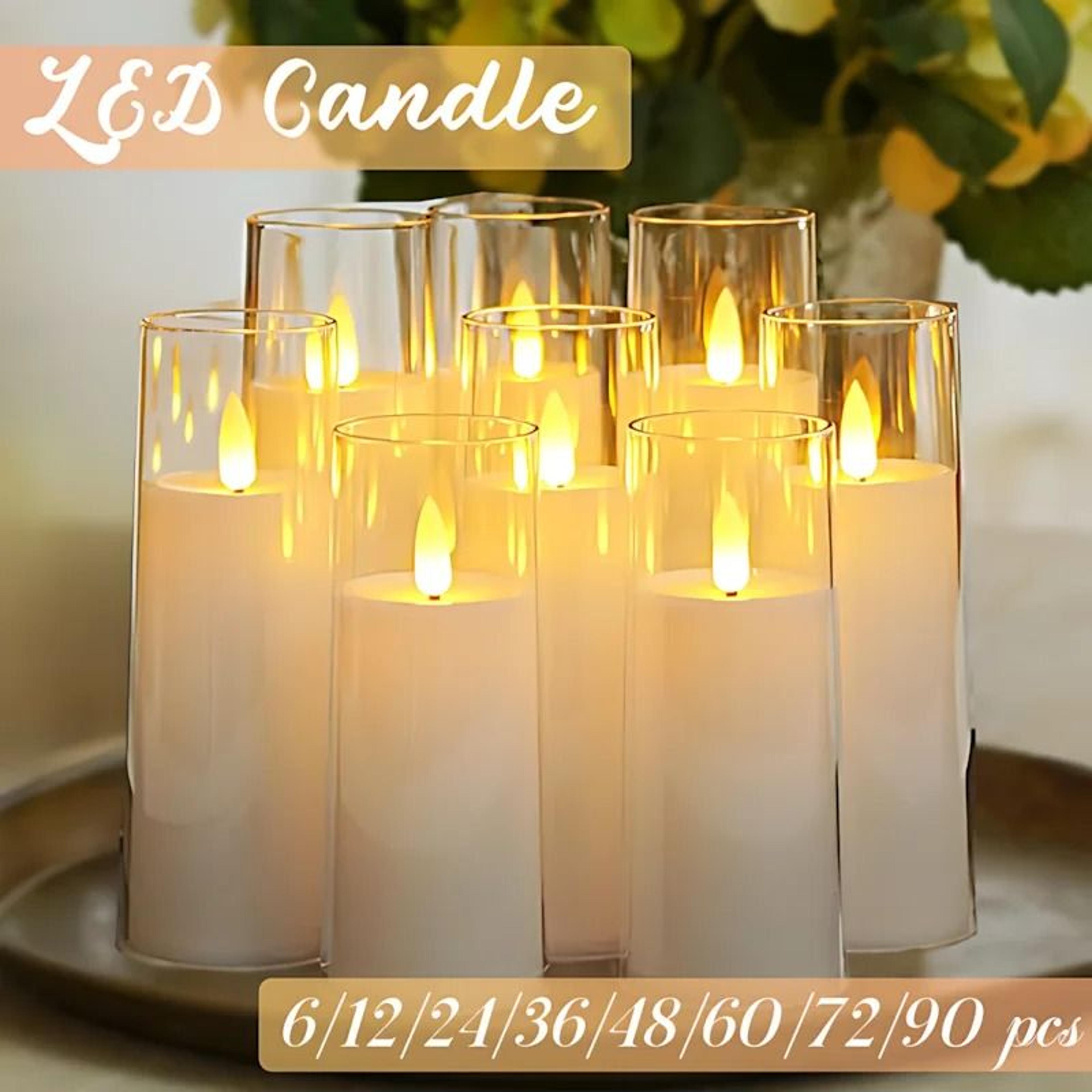 6 to 90pcs acrylic cup led candles flickering flameless event lights