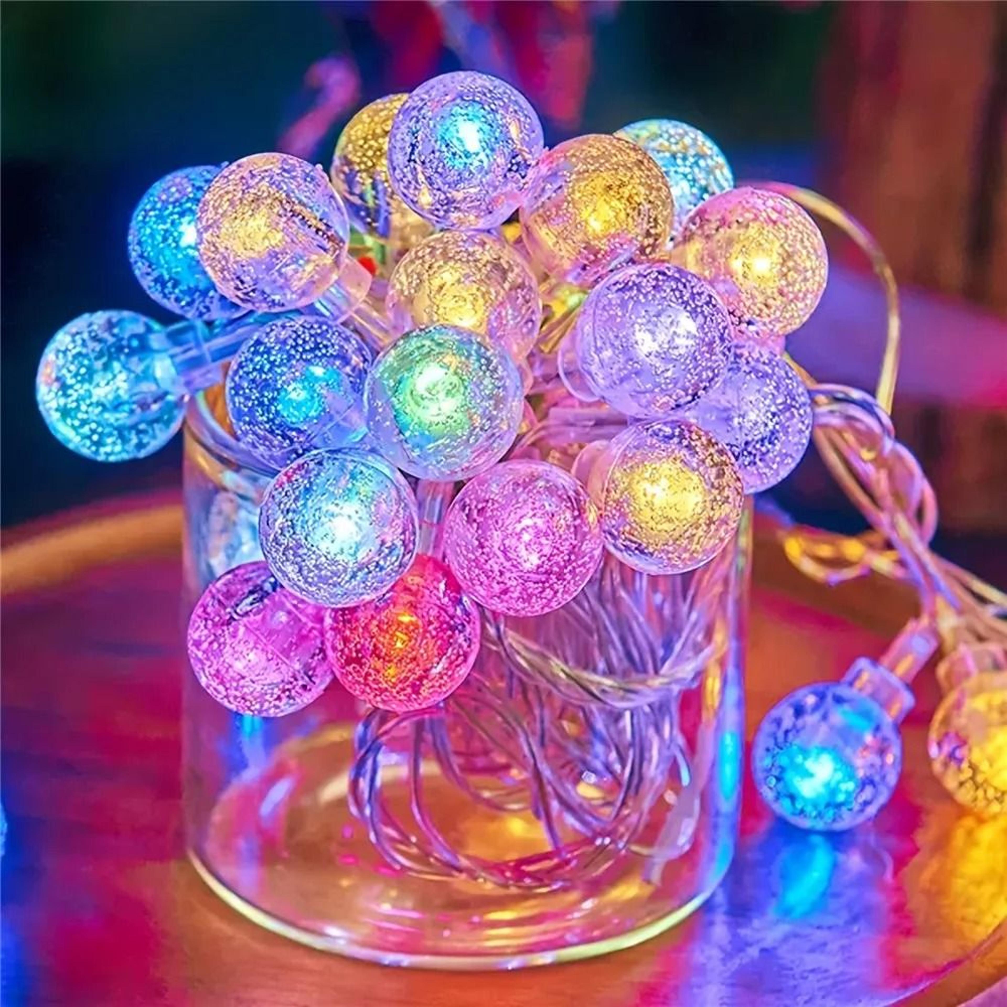 Golden Glow LED Bubble Ball String Lights Battery Powered Fairy Garland 9