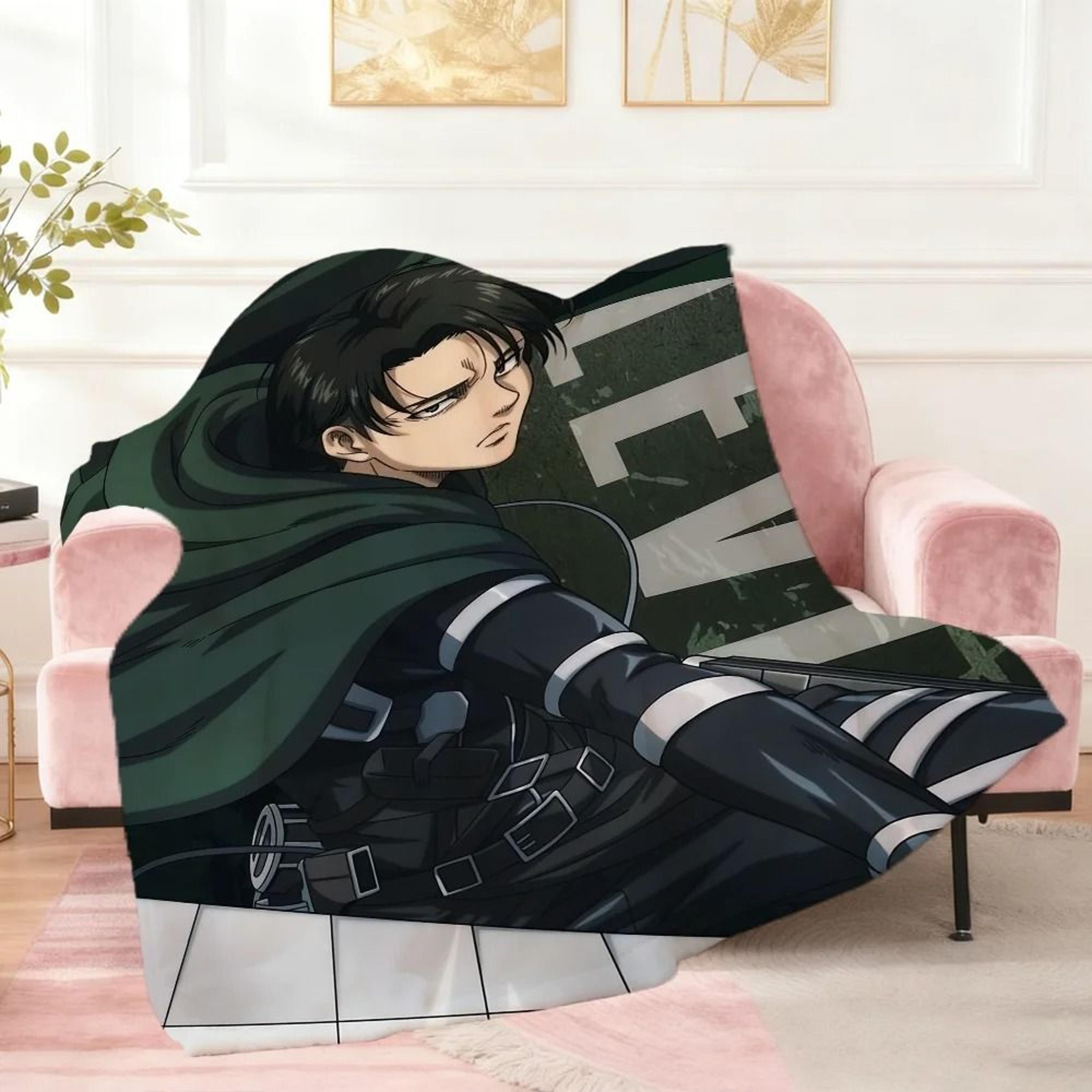 Levi Ackerman Anime Throw Blanket Soft Chibi Plush Blanket 9