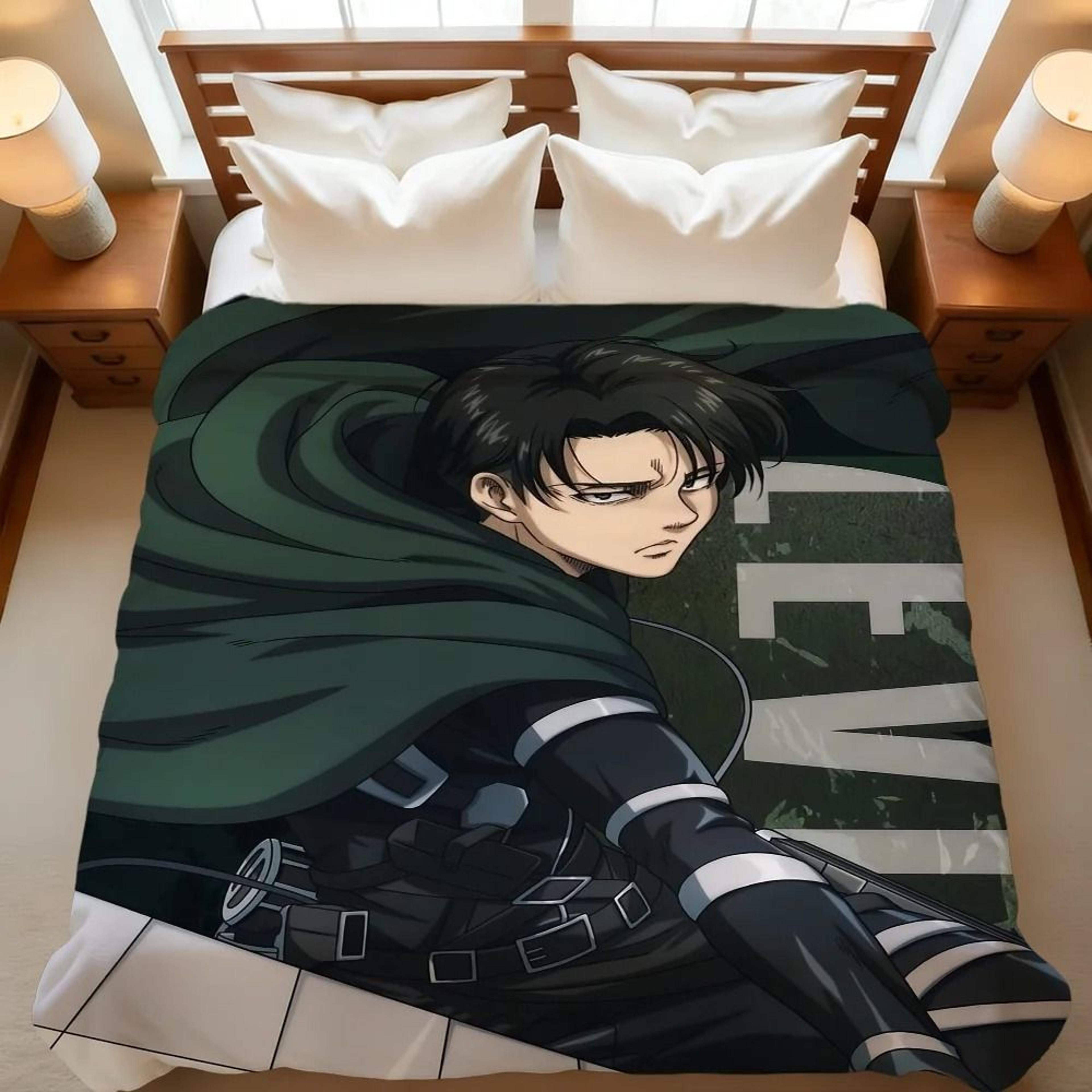 Levi Ackerman Anime Throw Blanket Soft Chibi Plush Blanket 11