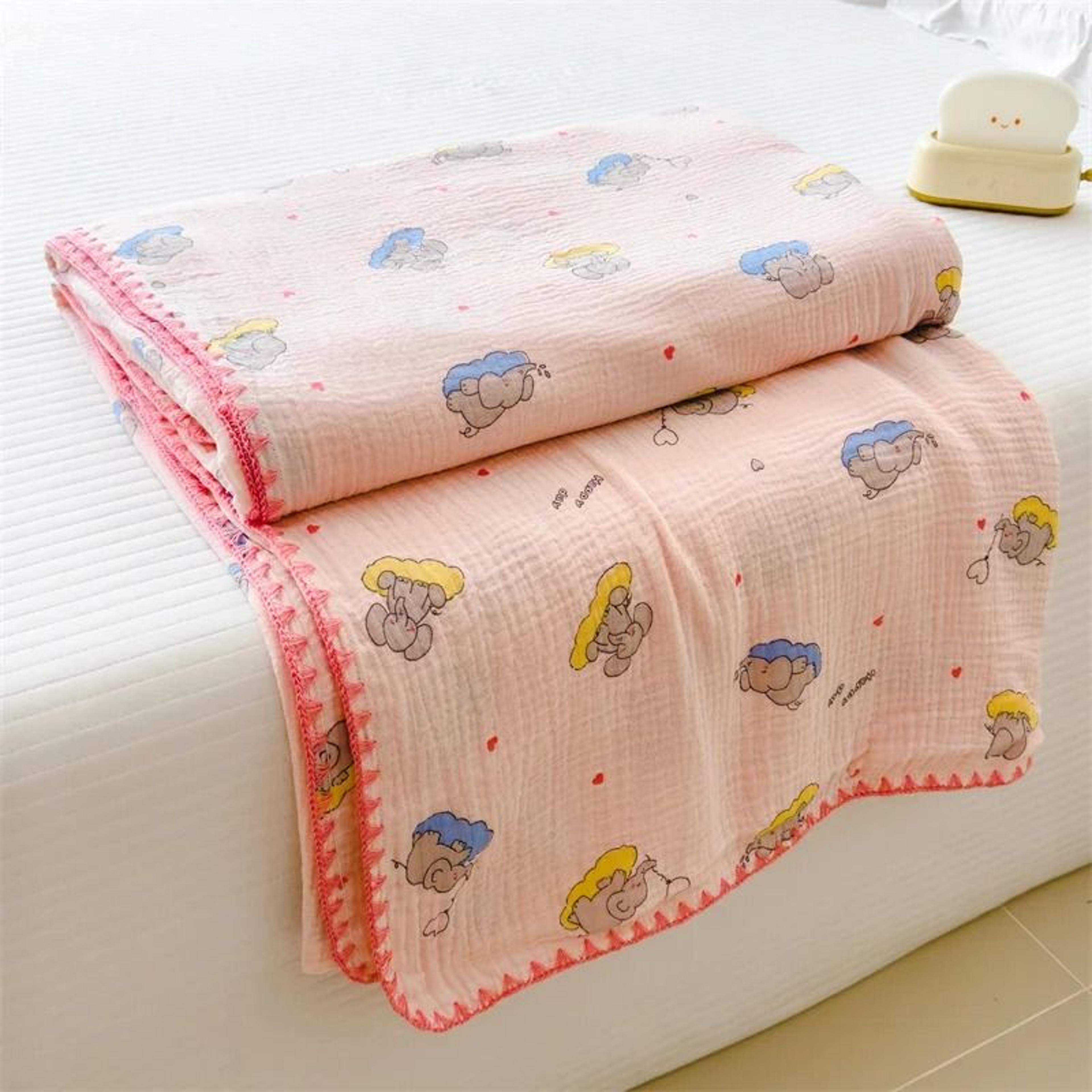100 Cotton Double Layer Gauze Blanket Soft Cartoon Bed Throw 9