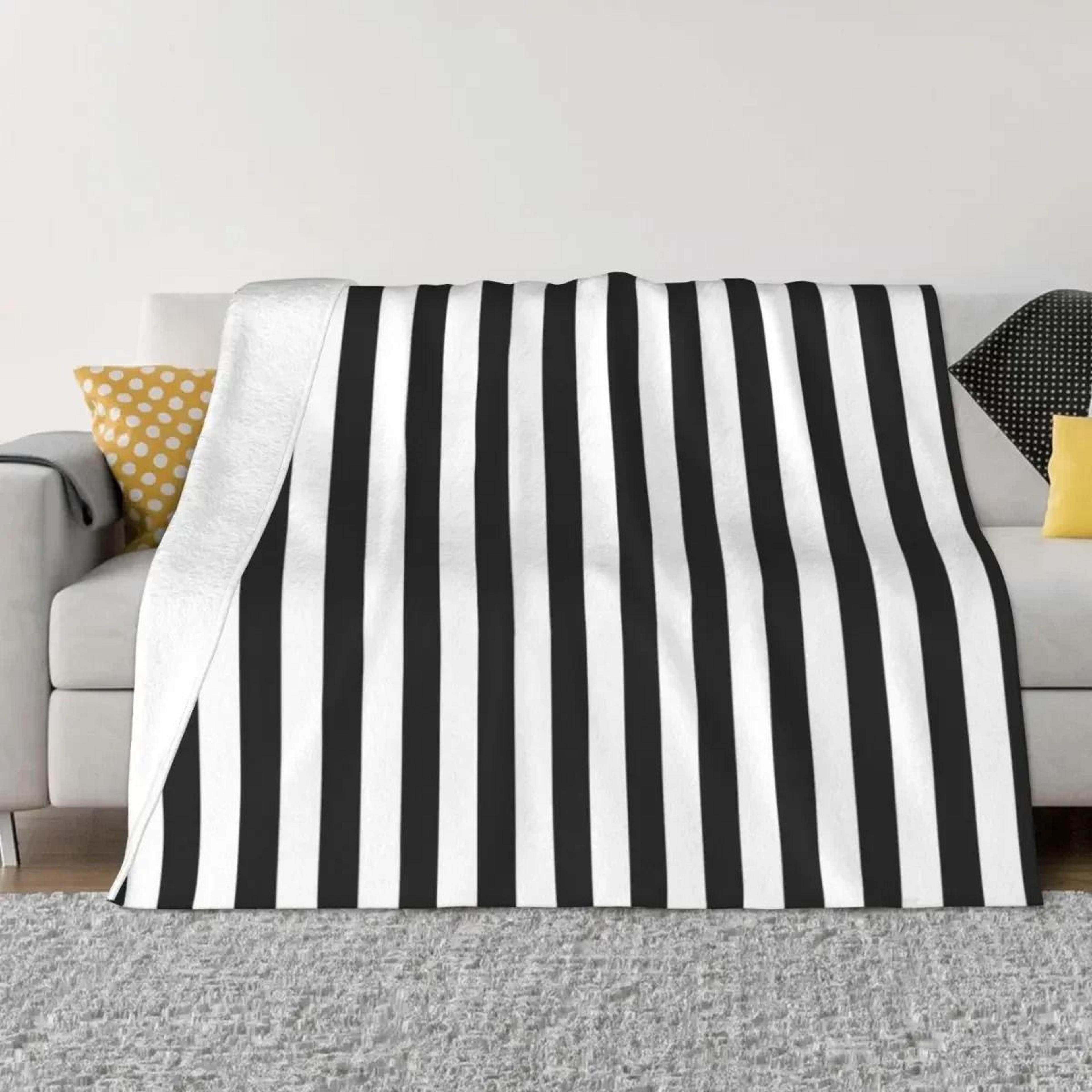 Black And White Striped Halloween Throw Blanket 6