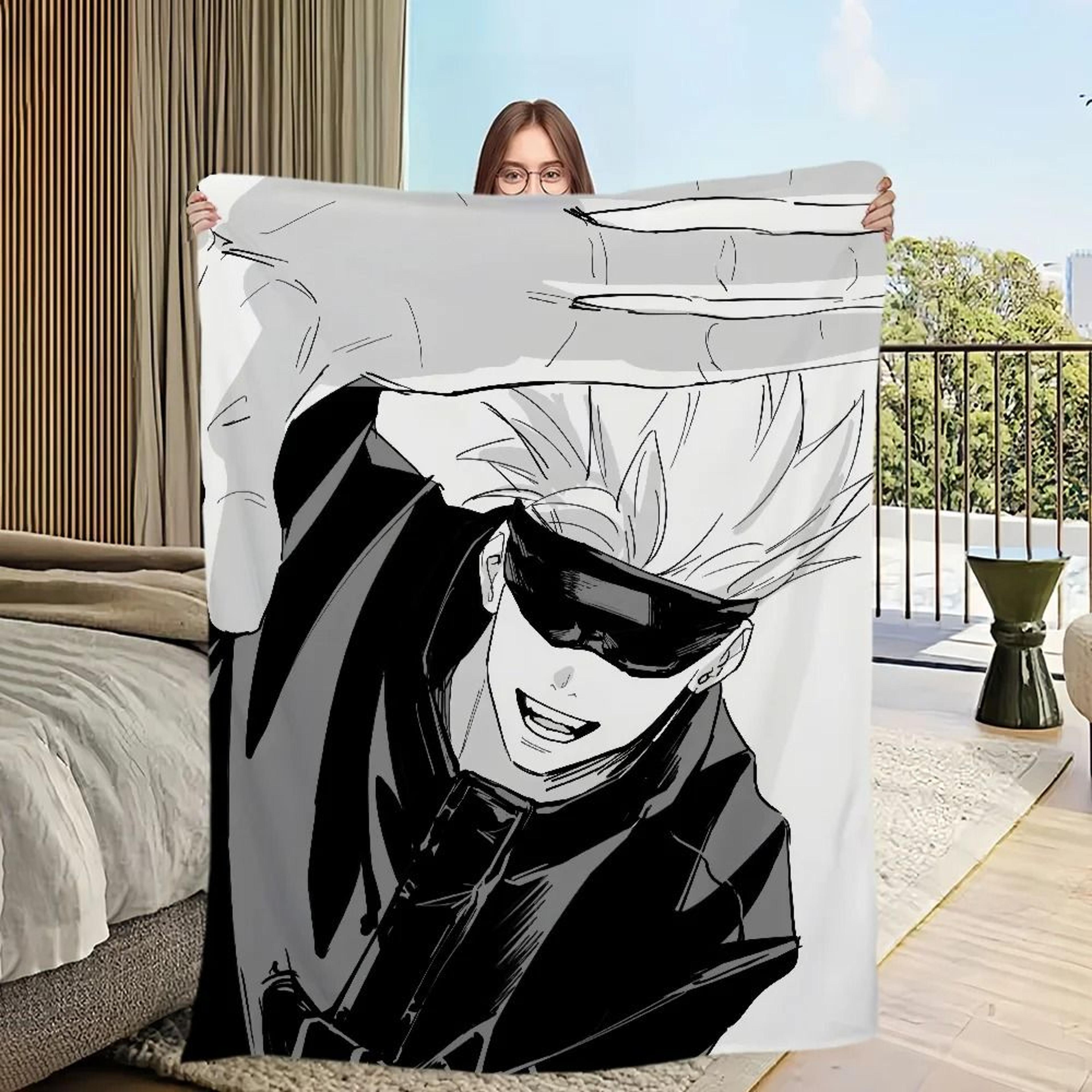 Gojo Satoru Anime Flannel Throw Blanket Soft Plush Bed Cover 2