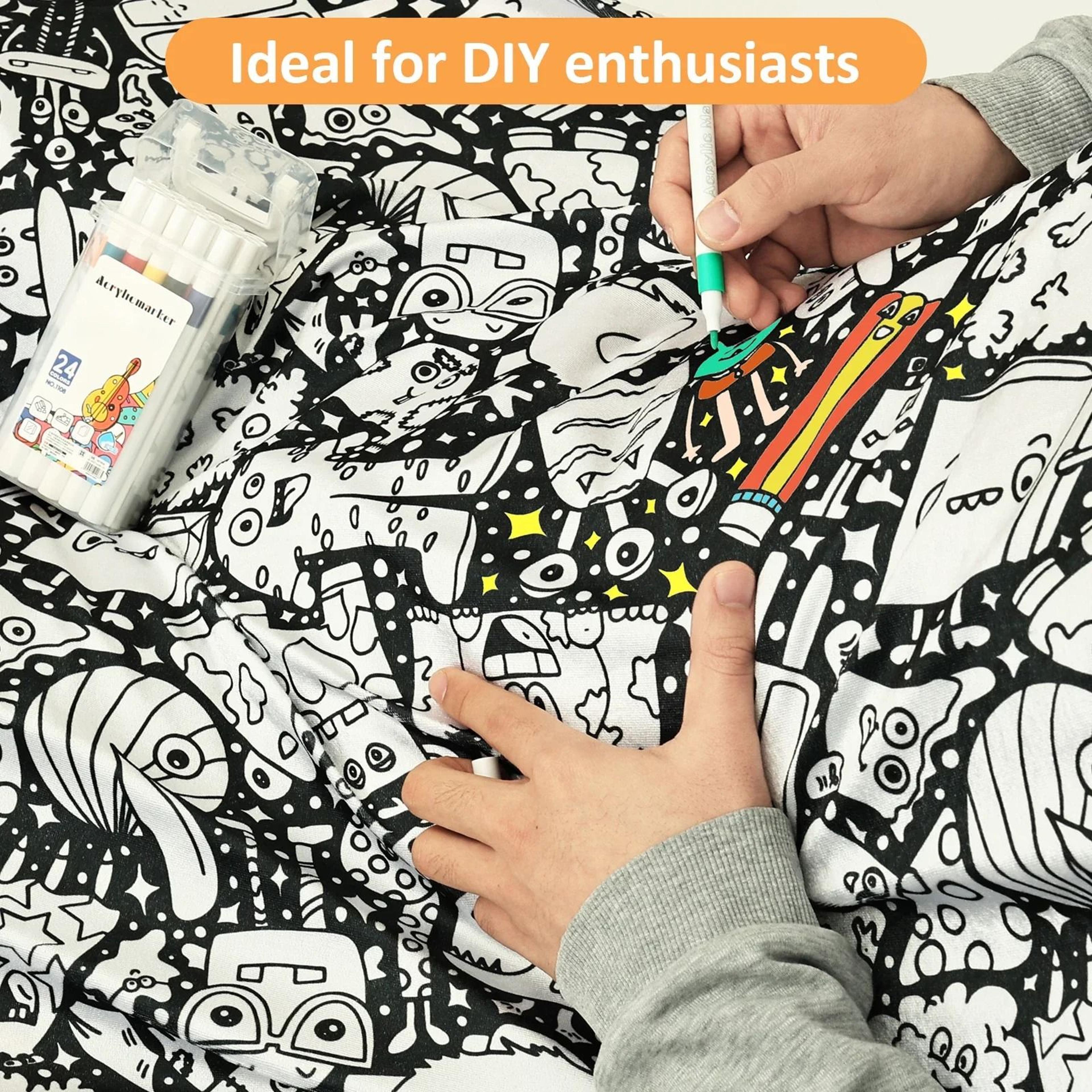 DIY Coloring Blanket With 24 Markers Creative Reusable Art Throw 7