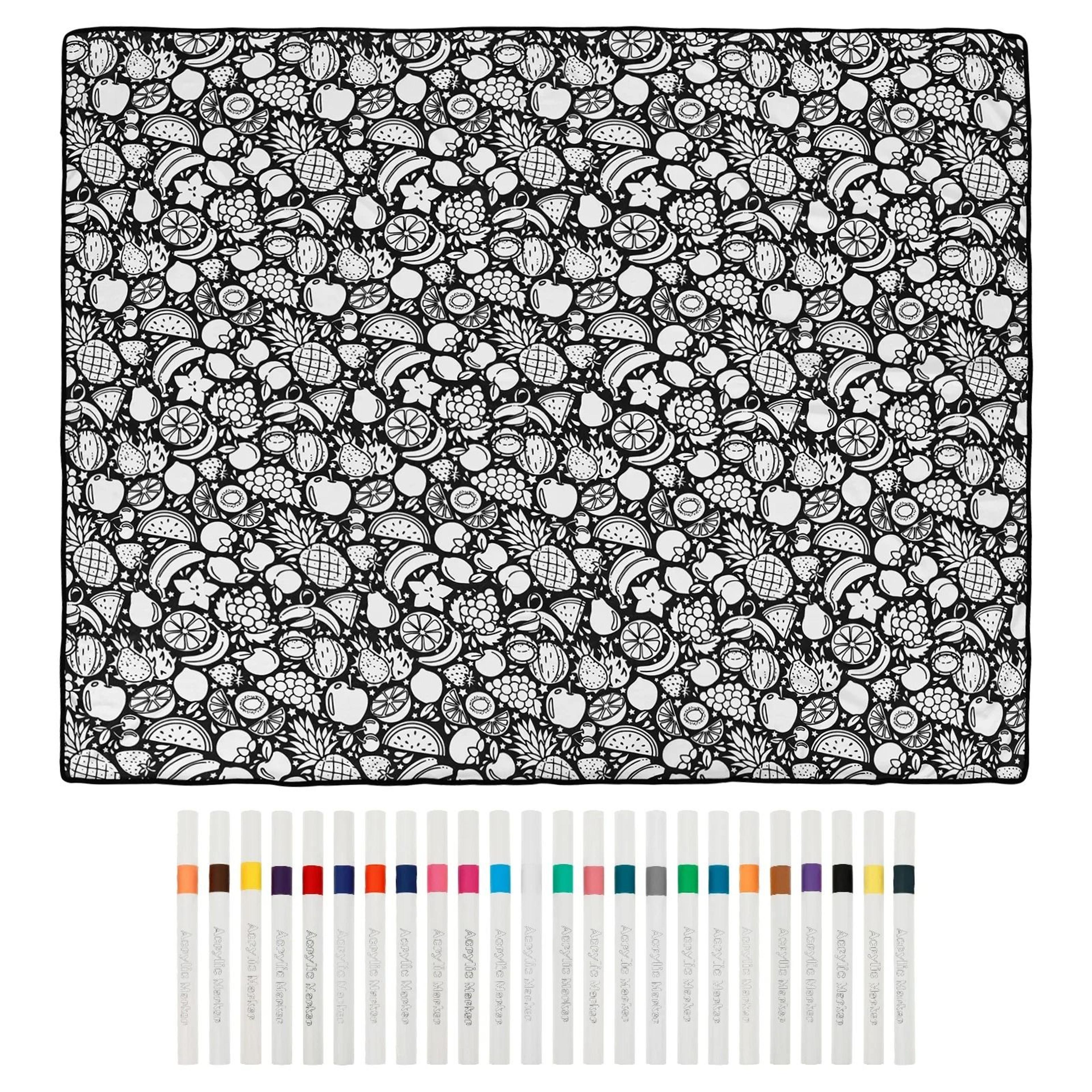 DIY Coloring Blanket With 24 Markers Creative Reusable Art Throw 3