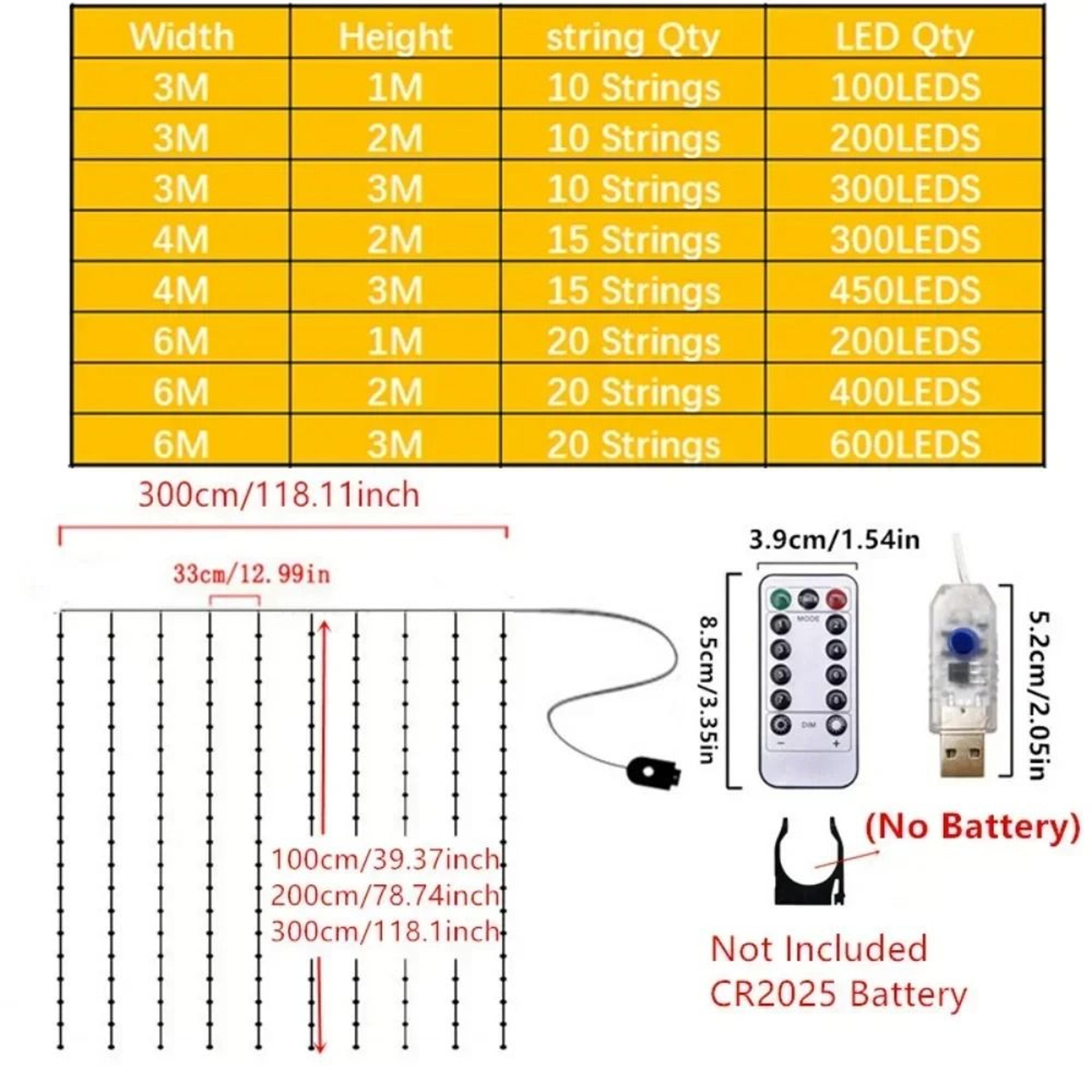Remote Control USB Curtain String Lights For Christmas And Parties 10
