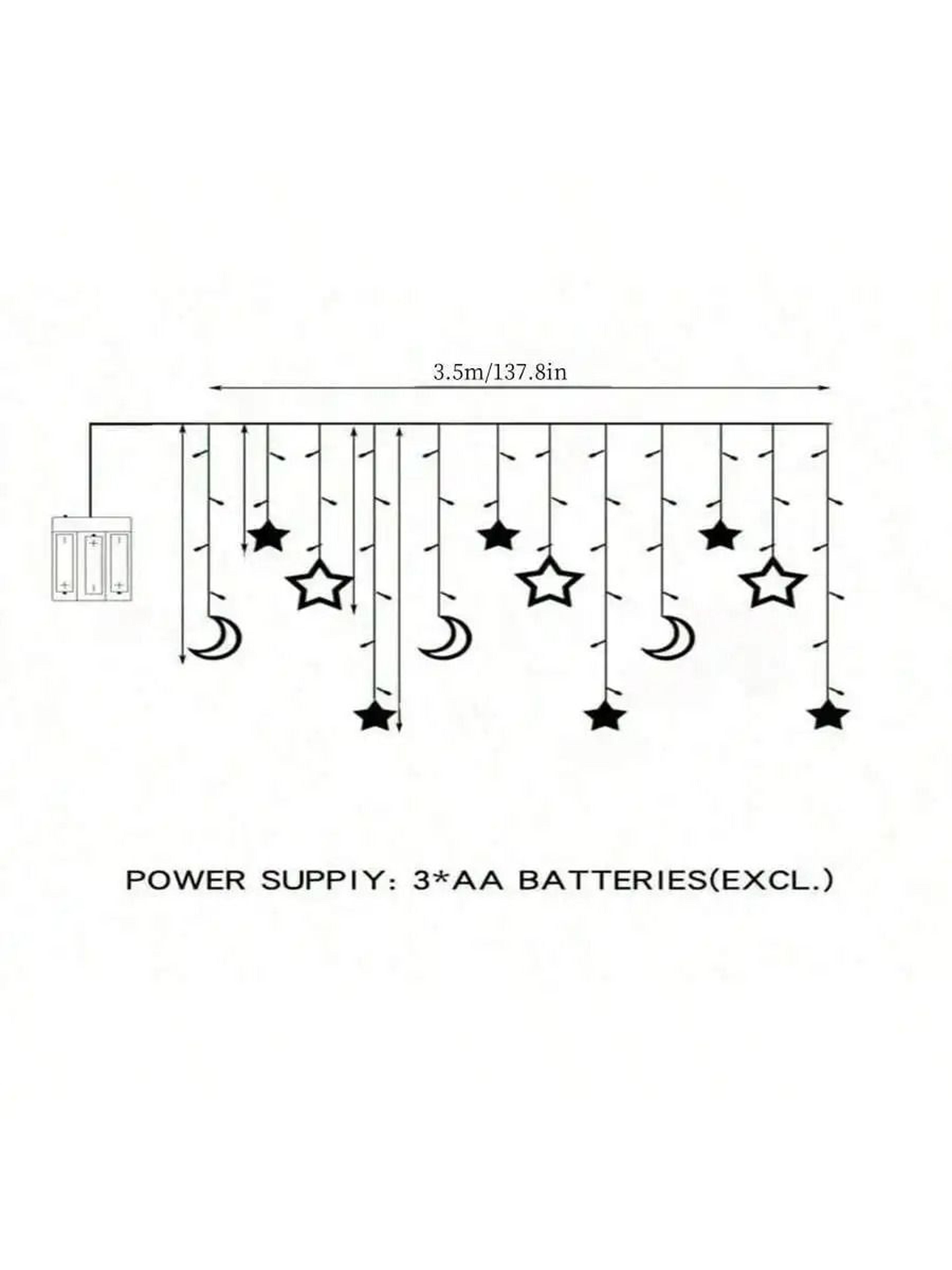 35M Star And Moon LED Curtain Lights 120 LED Battery Powered 1