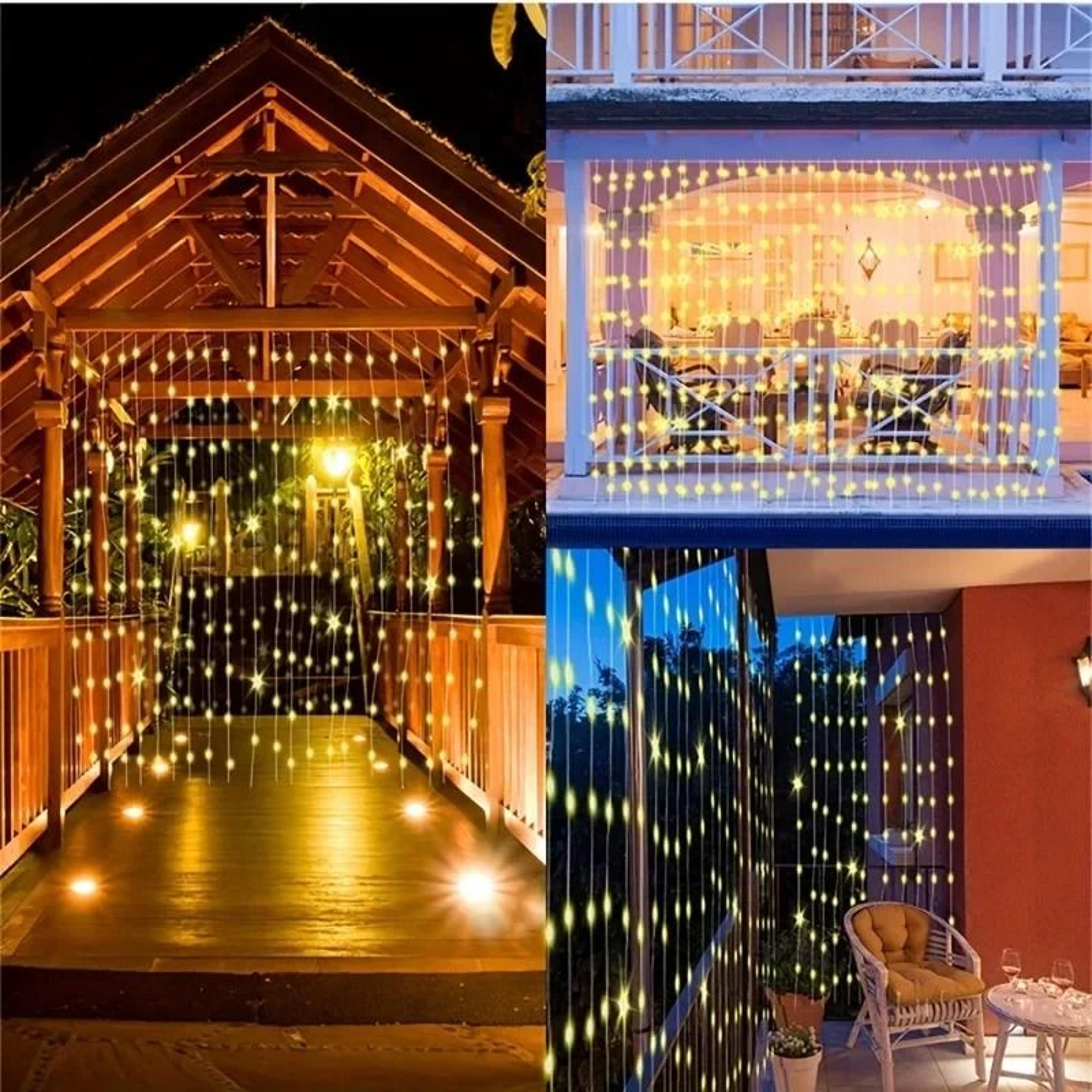 Solar LED Curtain String Lights With 8 Modes For Garden Decor 4
