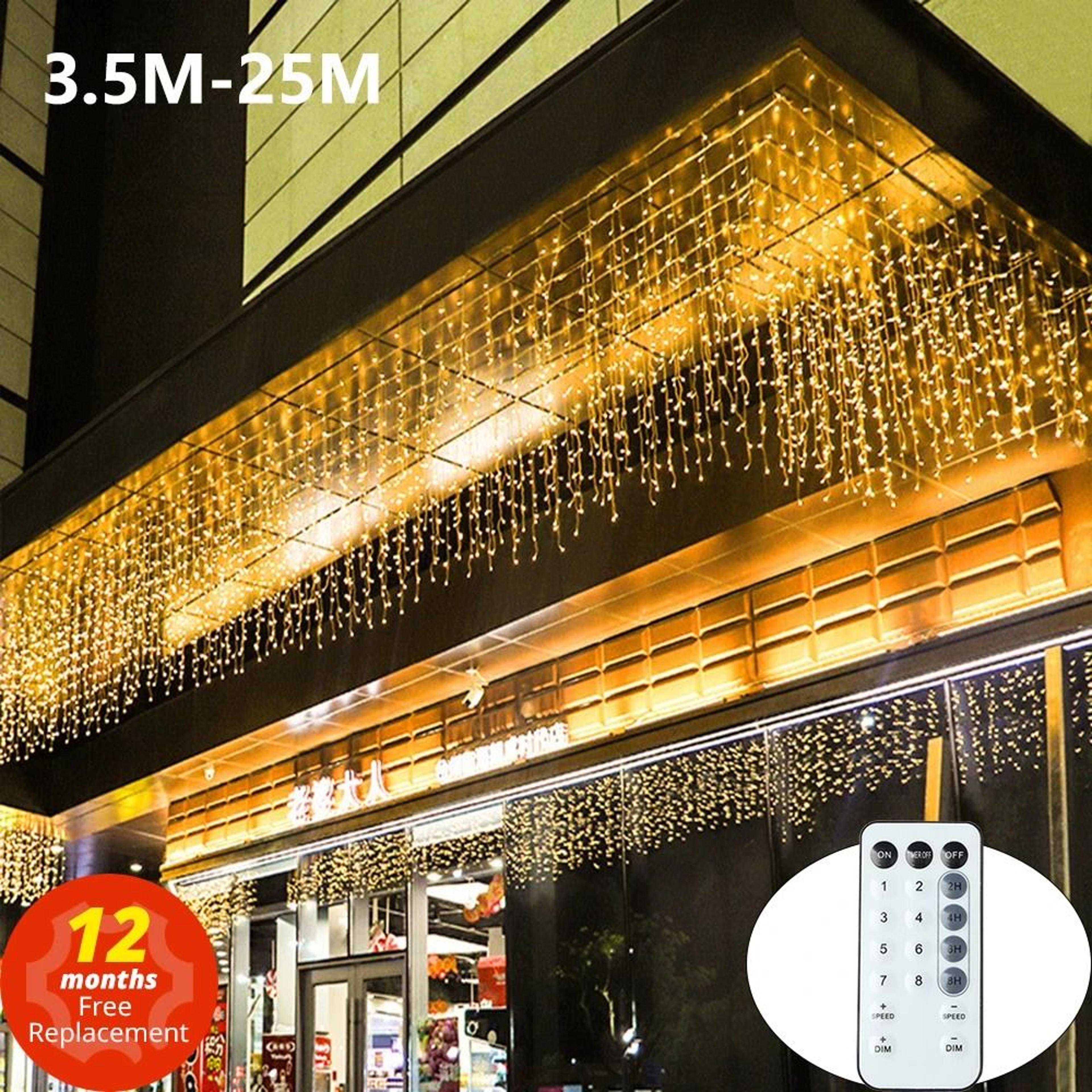 frostcascade led icicle lights outdoor christmas curtain lights with remote
