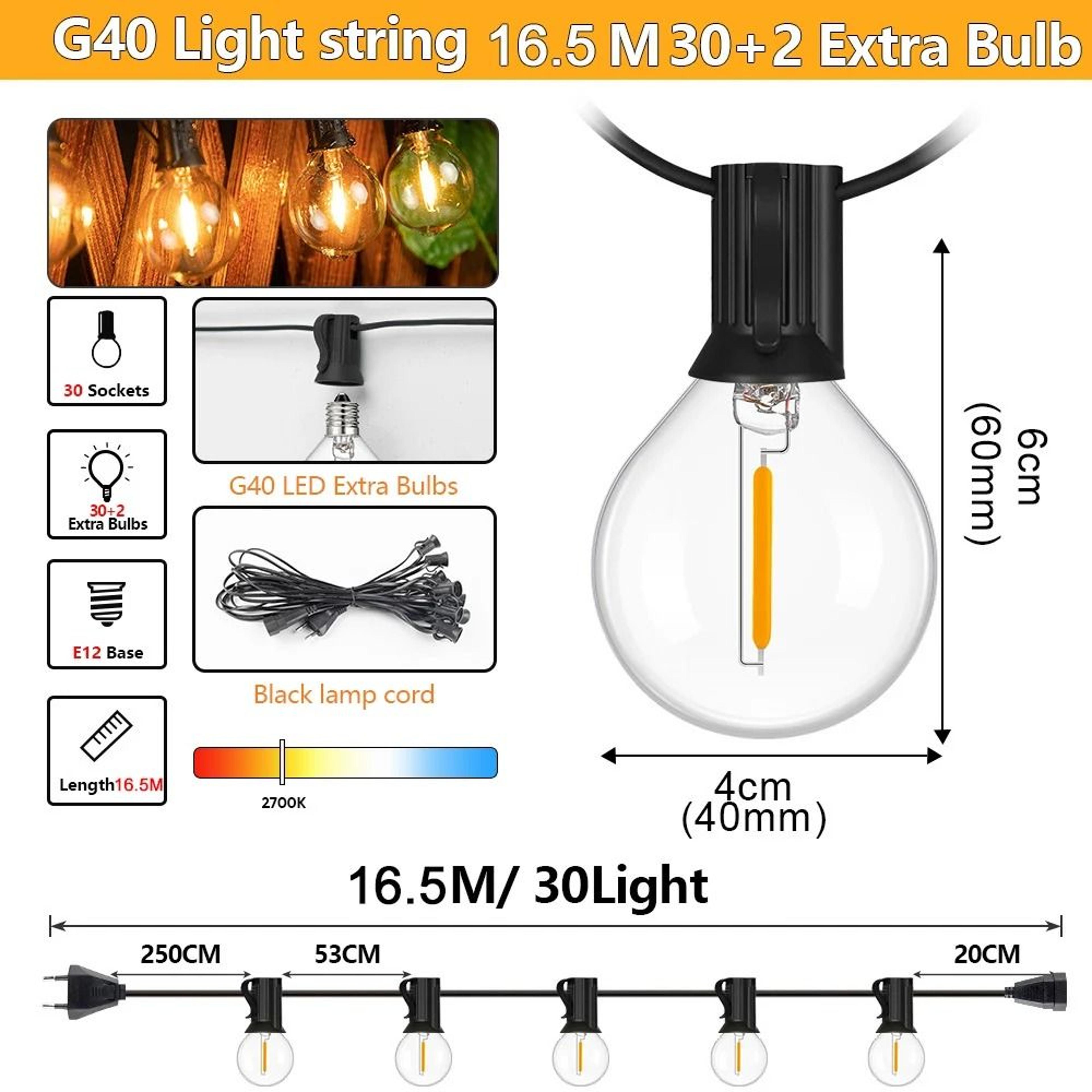 Shatterproof G40 Outdoor String Lights For Warm Patio Party Ambiance Anywhere 4