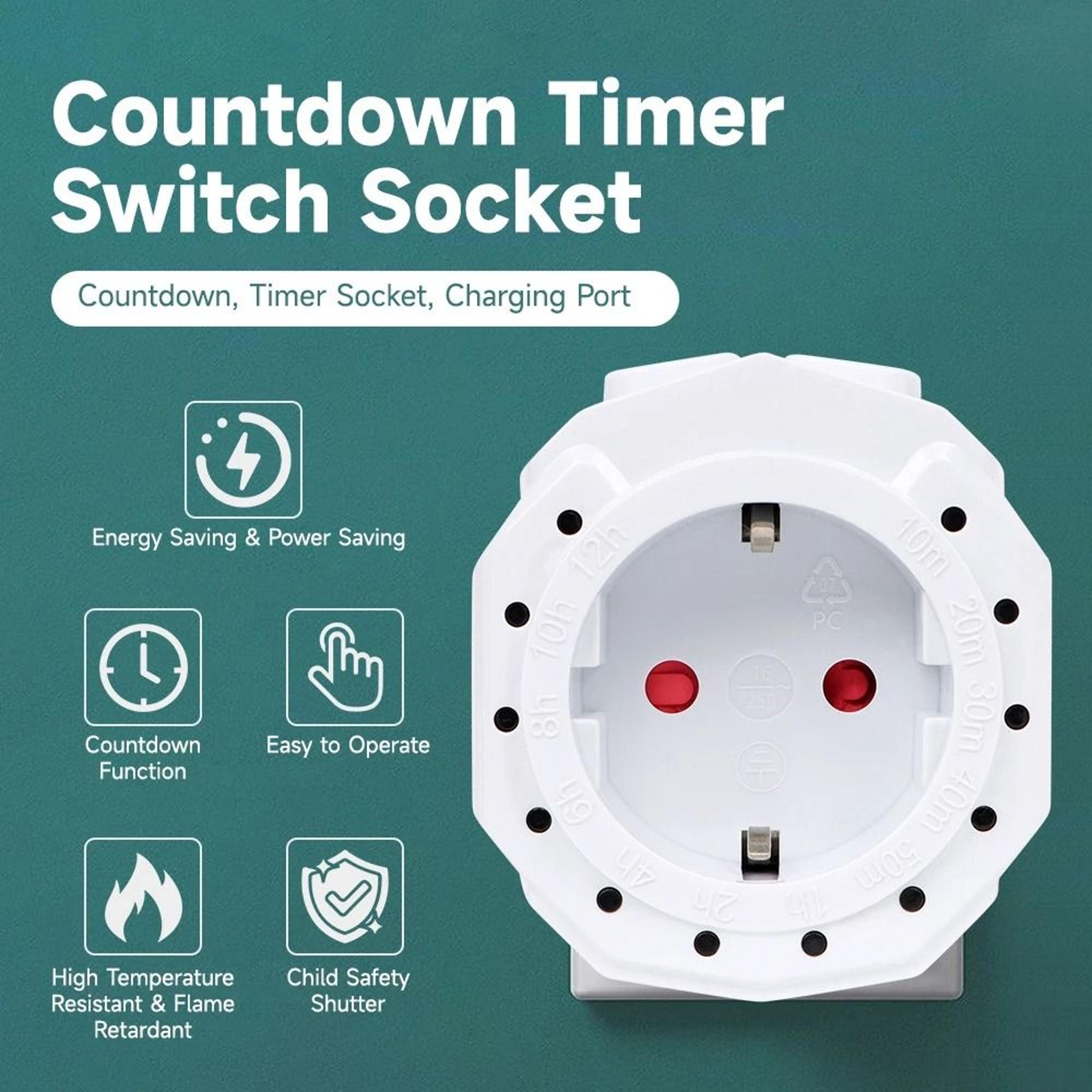 EasySet Countdown Timer Outlet And EU Plug Timer 0