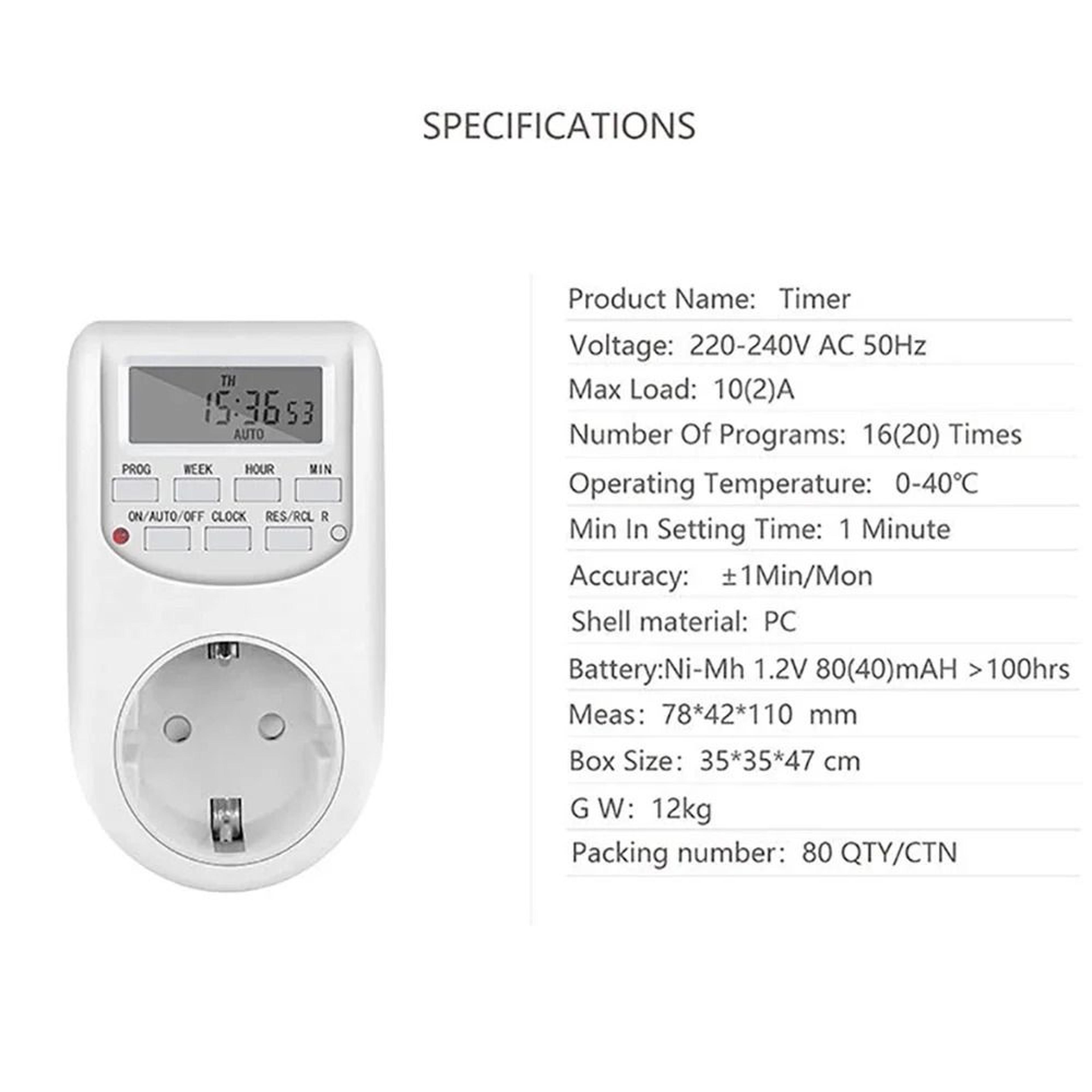 7Day Digital Timer Socket And EU Plug Timer Switch 4