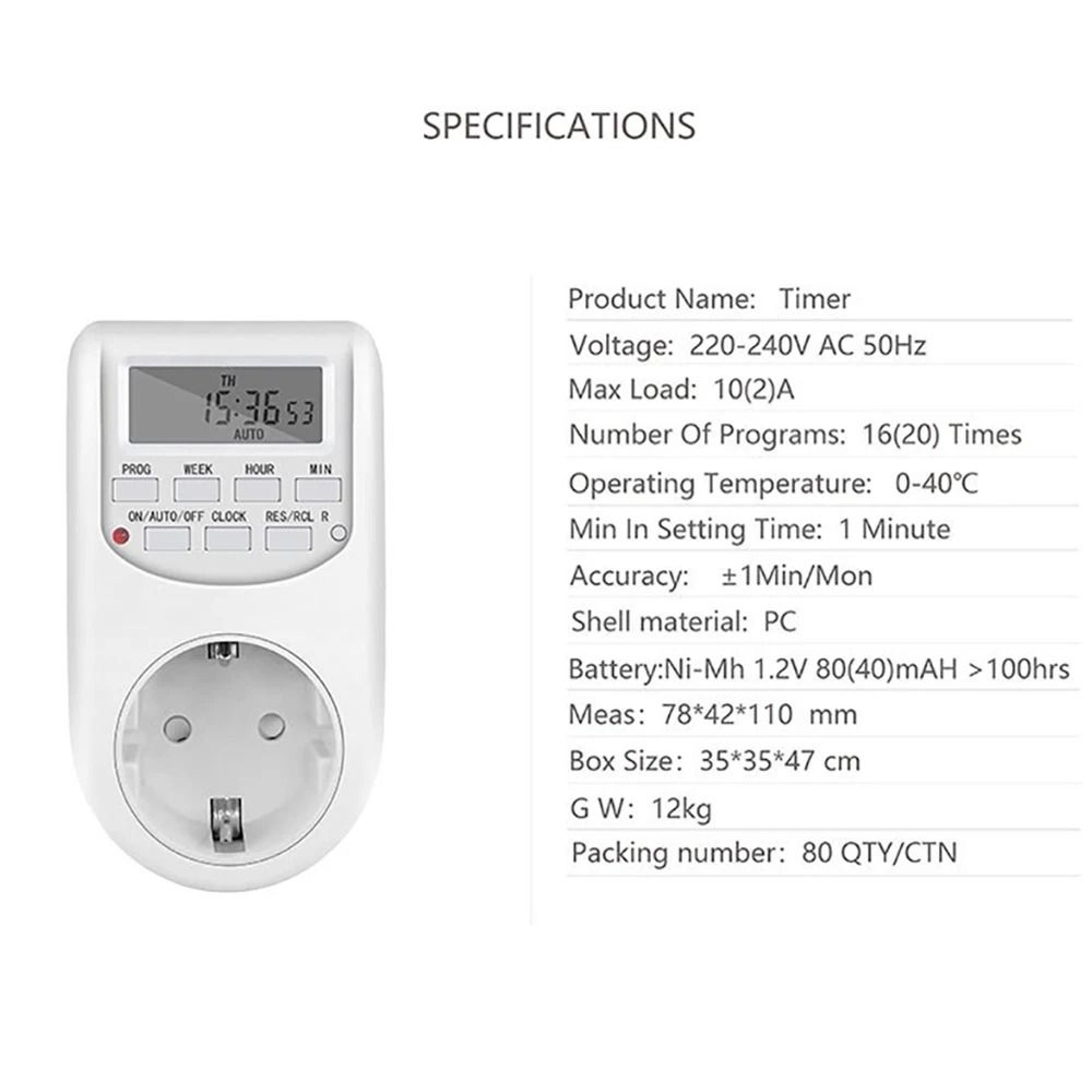 PowerPlan EU Plug Timer Switch And Digital Timer Socket 6