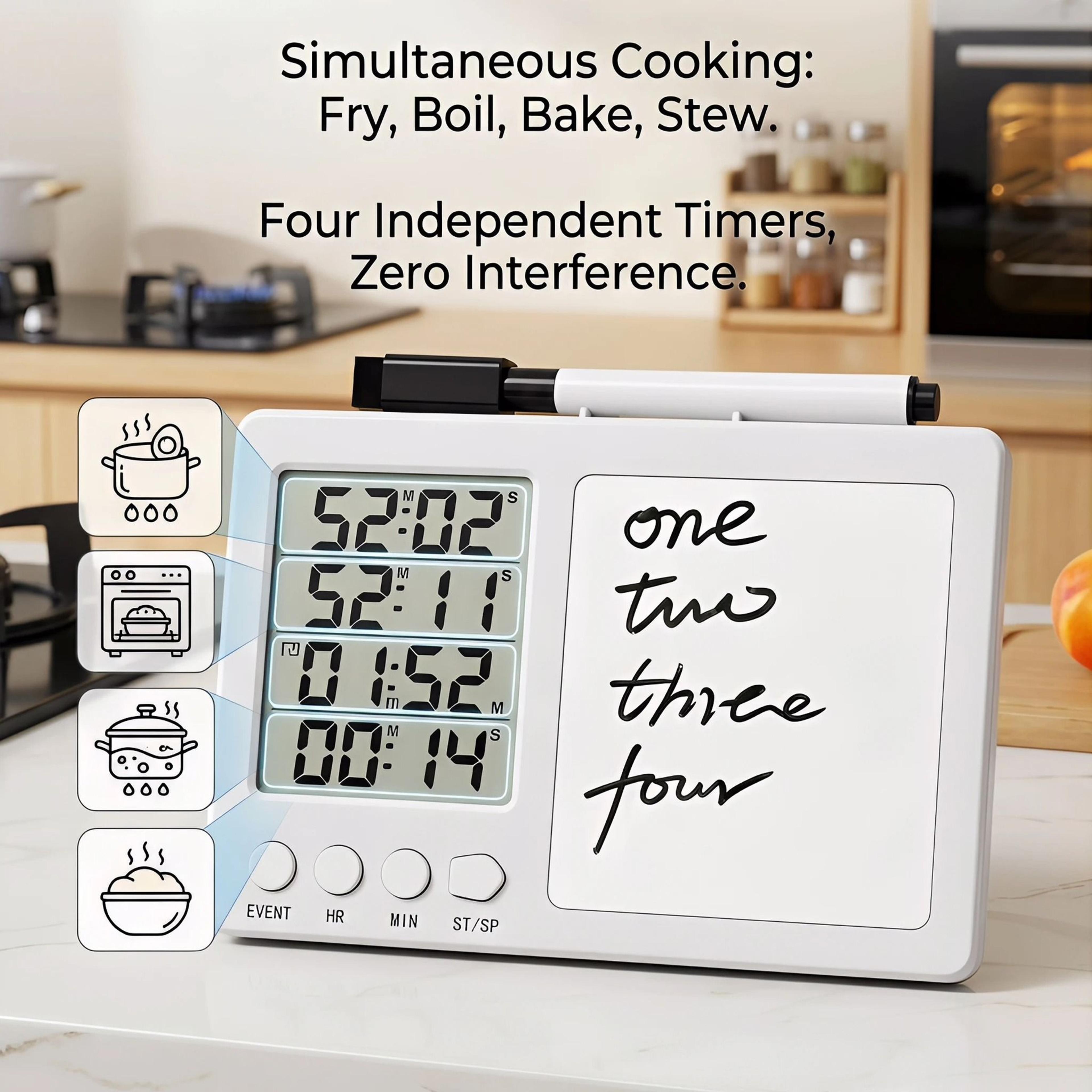 TaskTrack 4Channel Kitchen Timer And Digital Cooking Timer 4