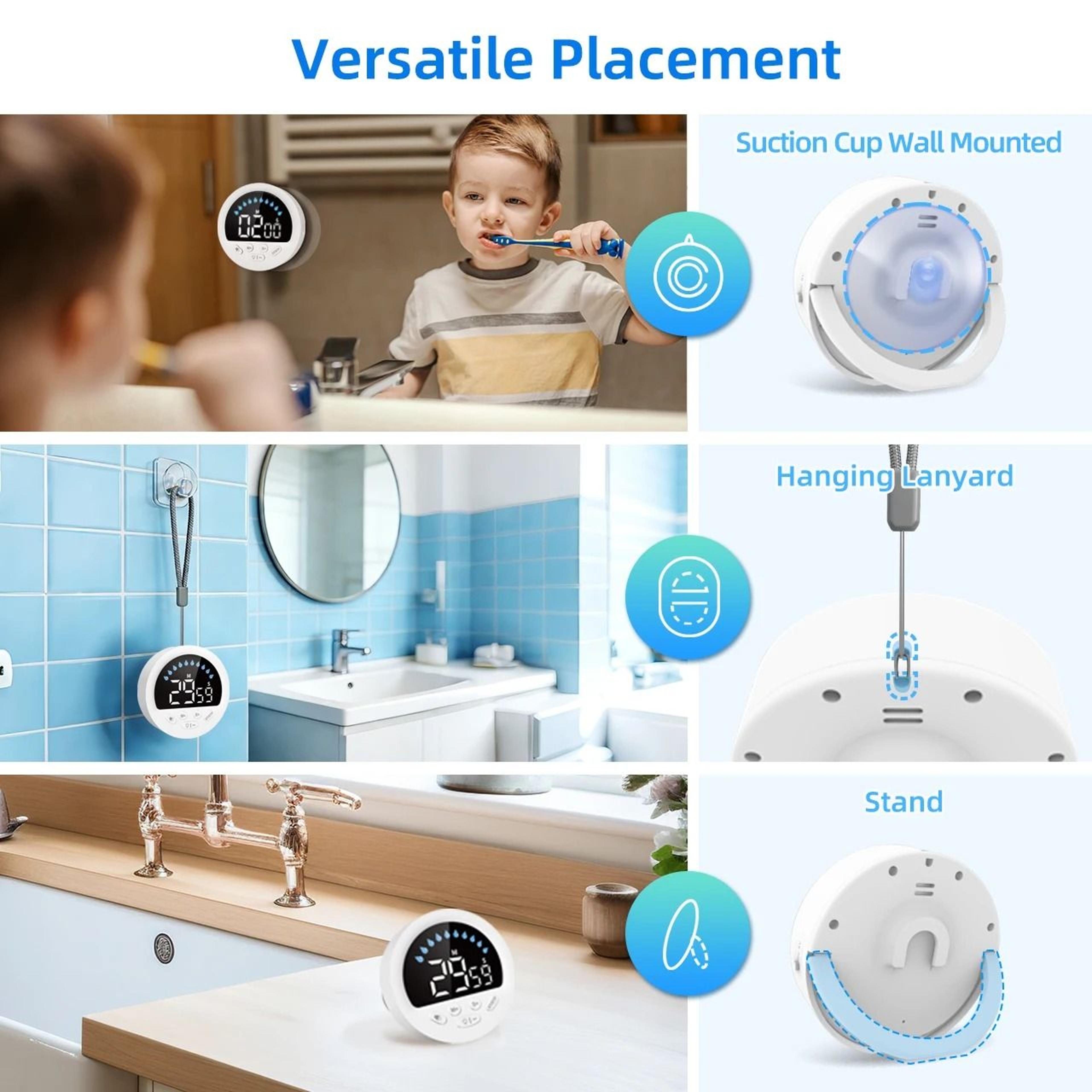 AquaTrack Waterproof Shower Timer With LED Display 3