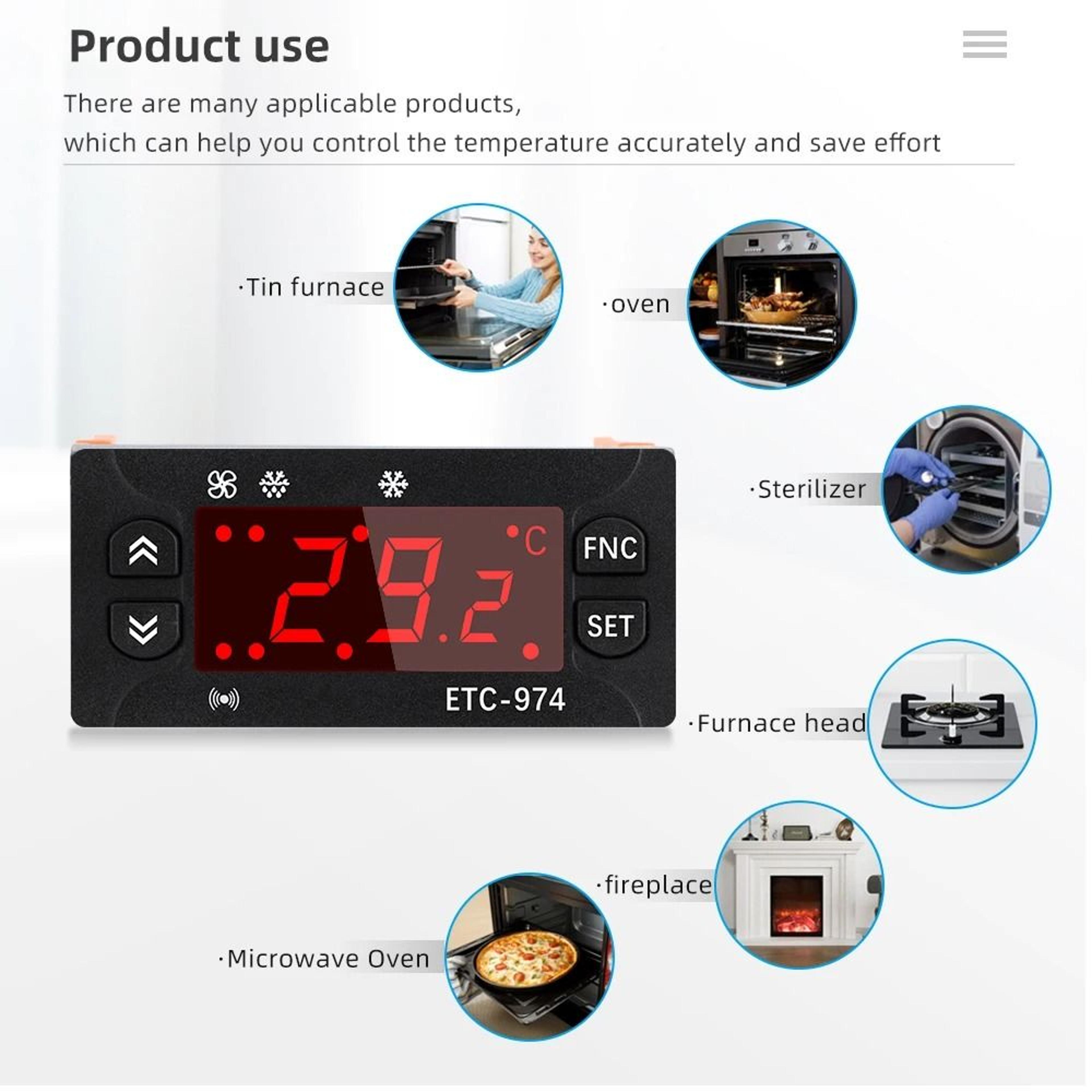ETC974 Digital Temperature Controller With Dual NTC Sensors 1
