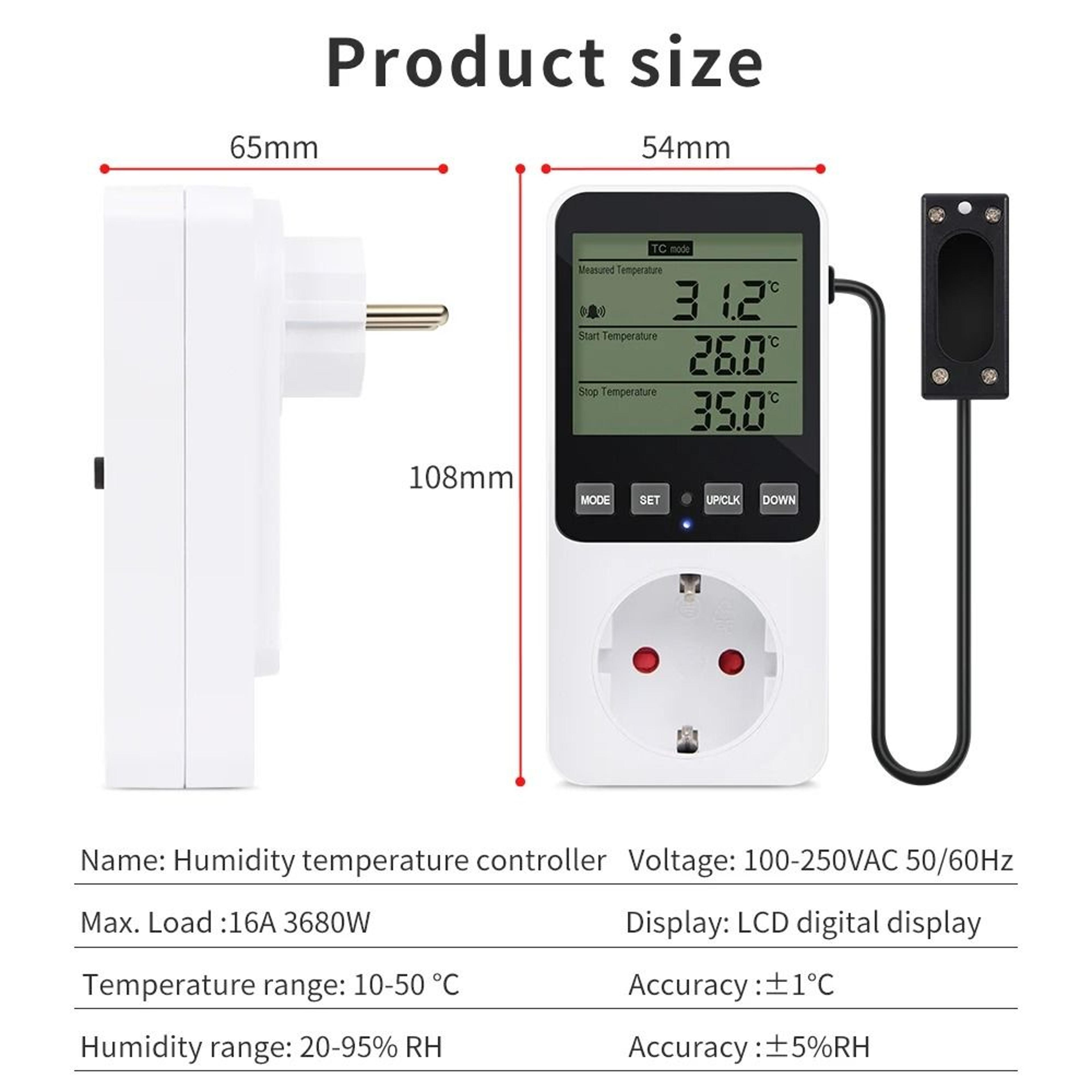 ClimateGuard Temperature Humidity Controller With Digital Thermostat Socket And Timer 6
