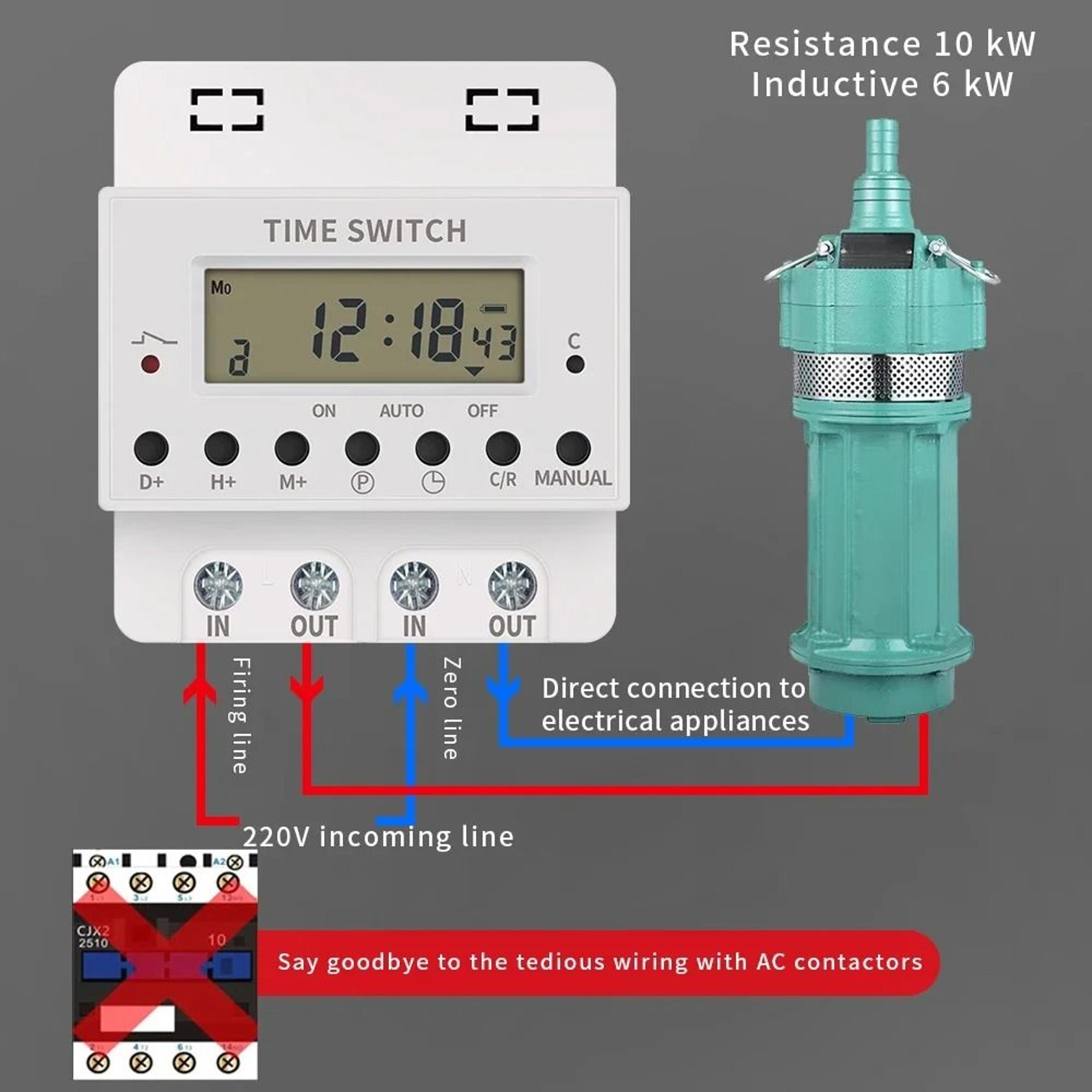 PowerSchedule 220V Digital Timer Switch And DIN Rail Timer 60A80A100A 7