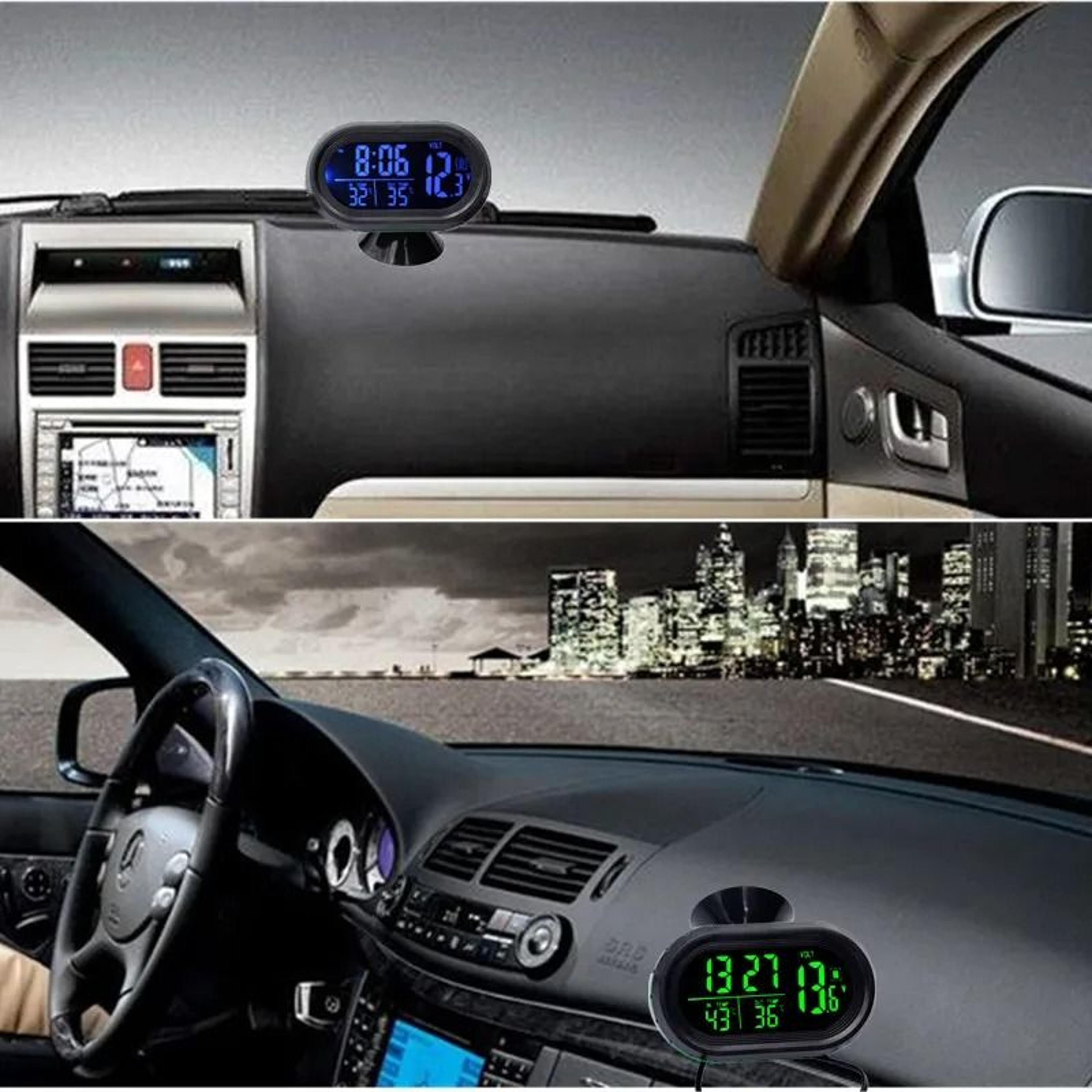 DriveView Digital Car Thermometer Clock And Car Voltage Monitor 12V24V 7