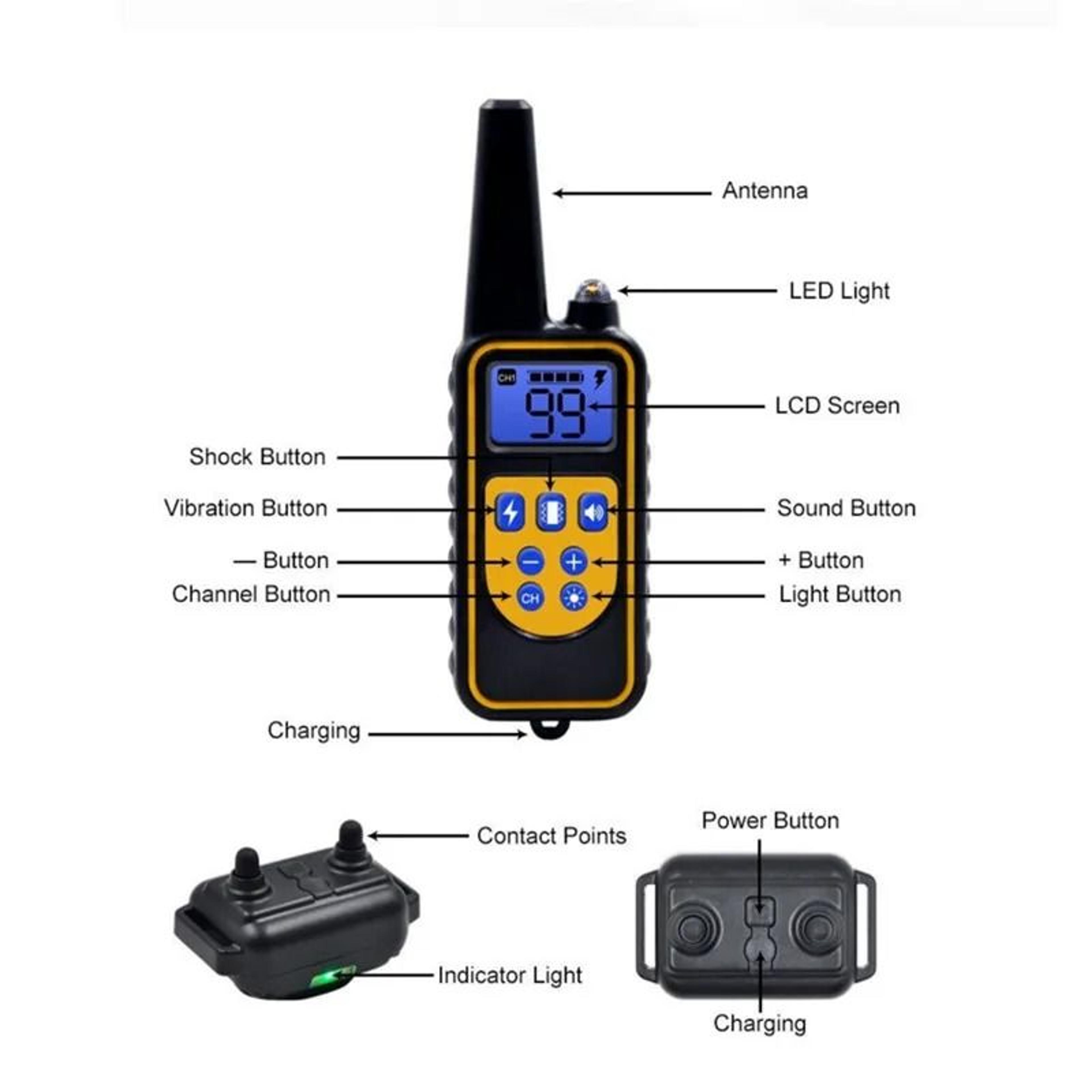 GuidePro 800m Remote Dog Training Collar With Sound And Vibration 12