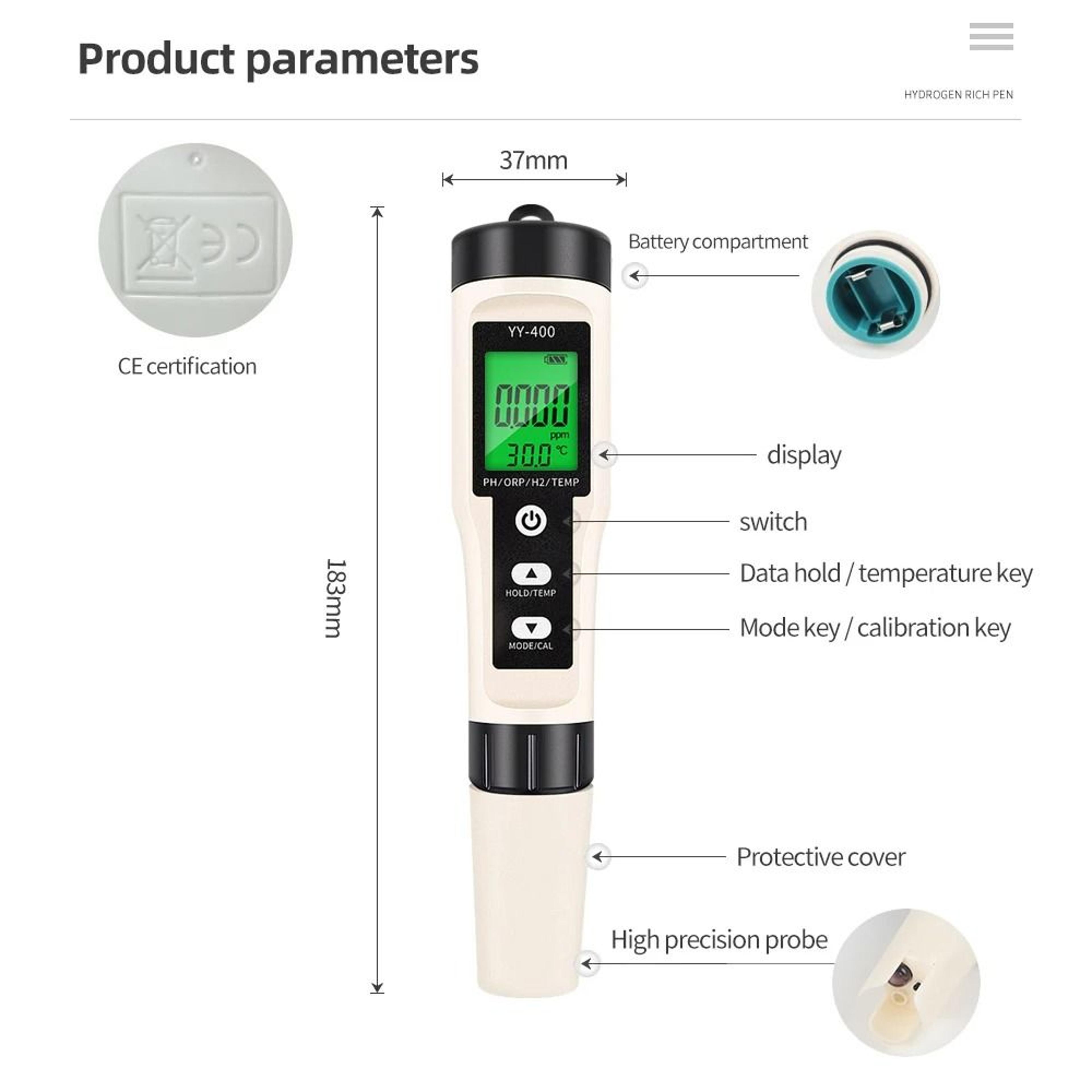 AquaSense 4in1 PH ORP Hydrogen Meter With Temperature 4