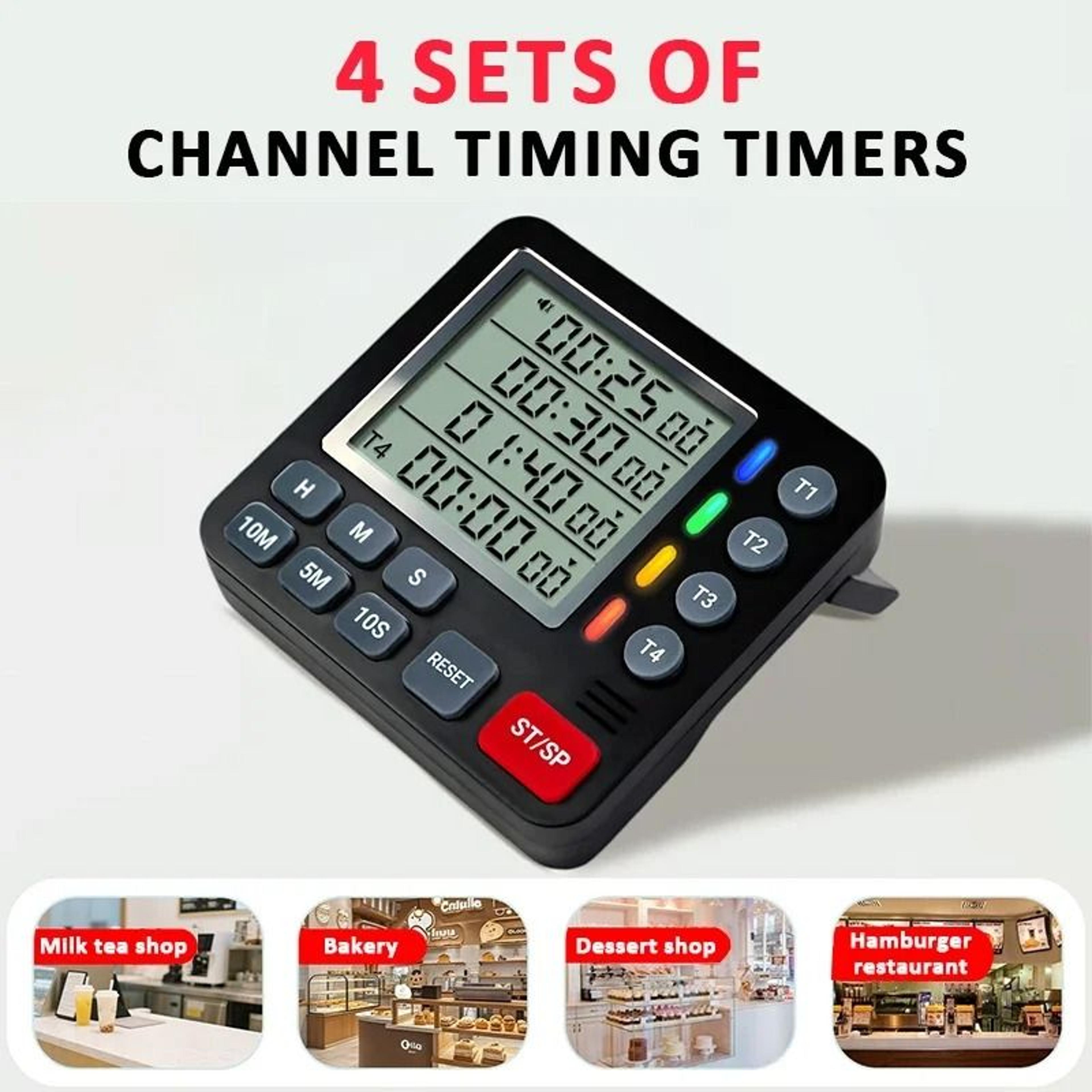 4Channel Digital Kitchen Timer With Large LCD And Magnetic Back 3
