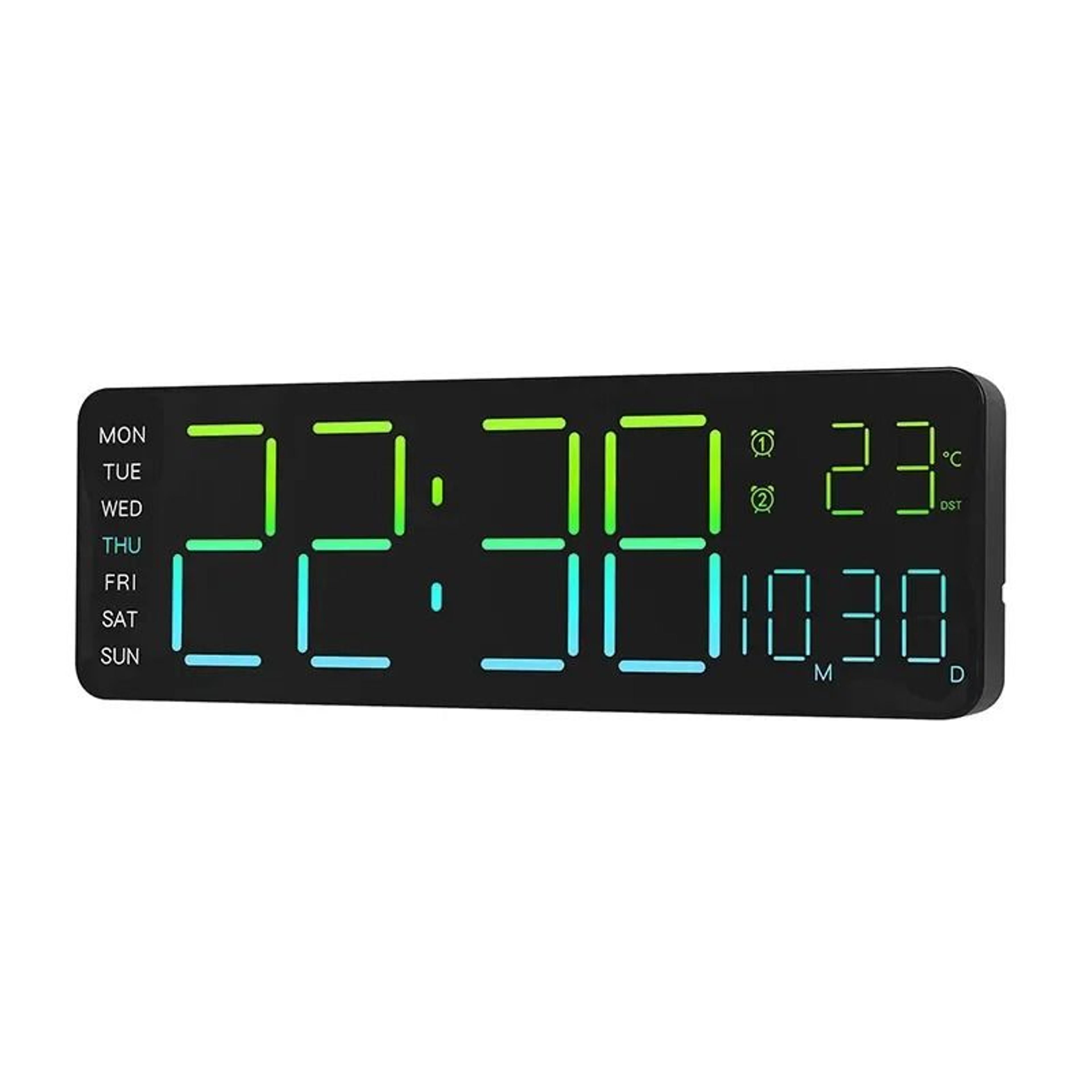 13Inch RGB Digital Wall Clock With Remote And Large LED Display 0