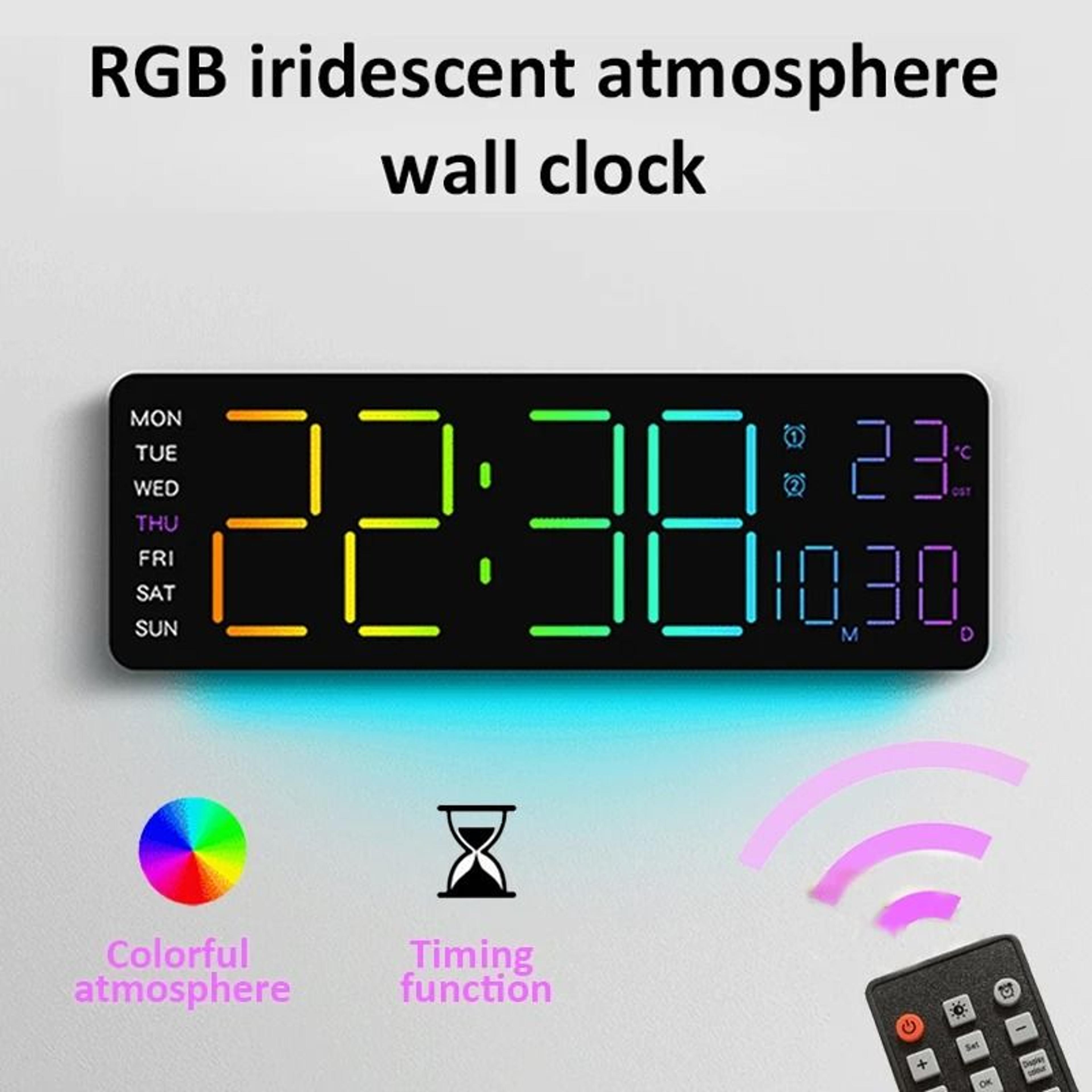 13Inch RGB Digital Wall Clock With Remote And Large LED Display 1