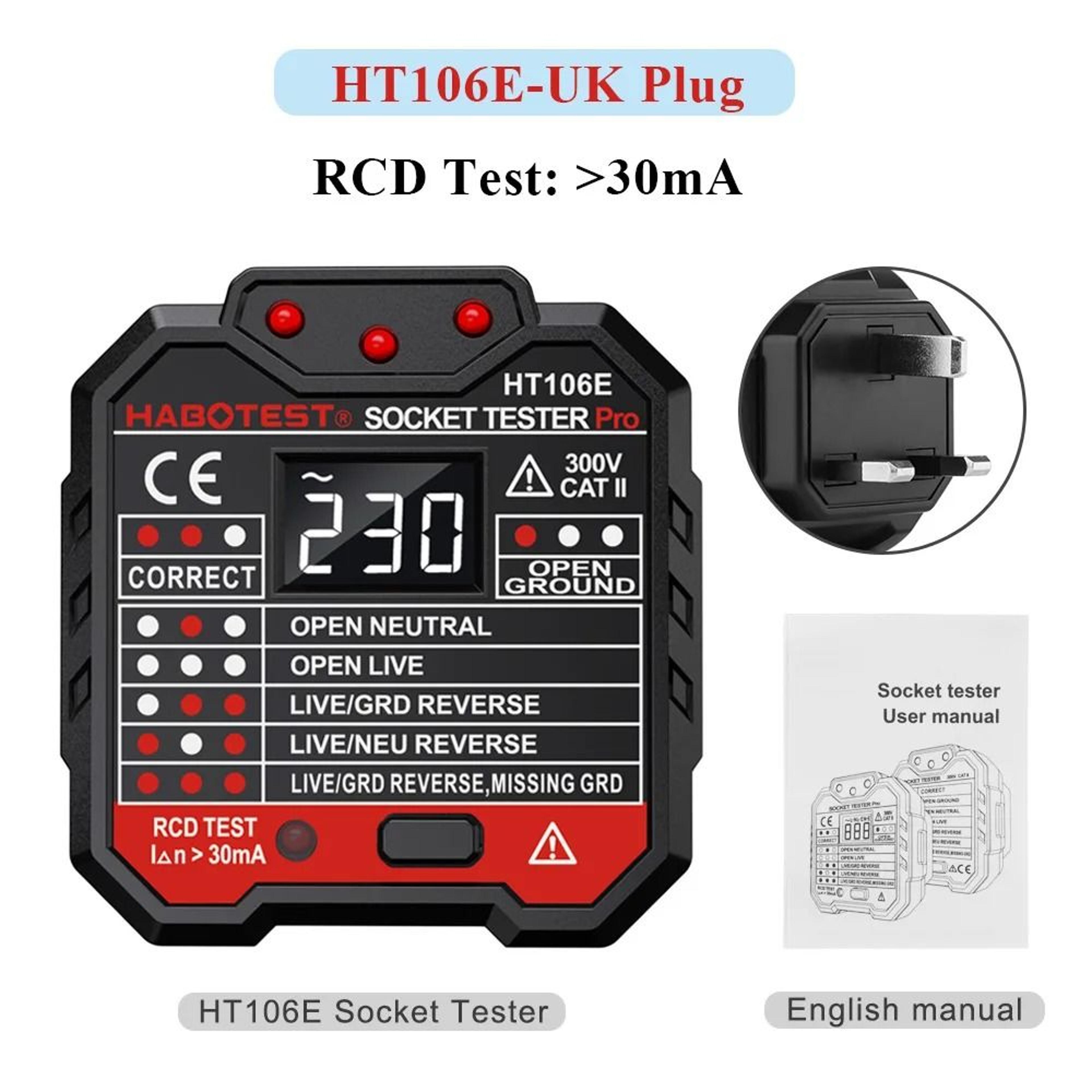 Digital Outlet Socket Tester With Voltage RCD And NCV Detection 3