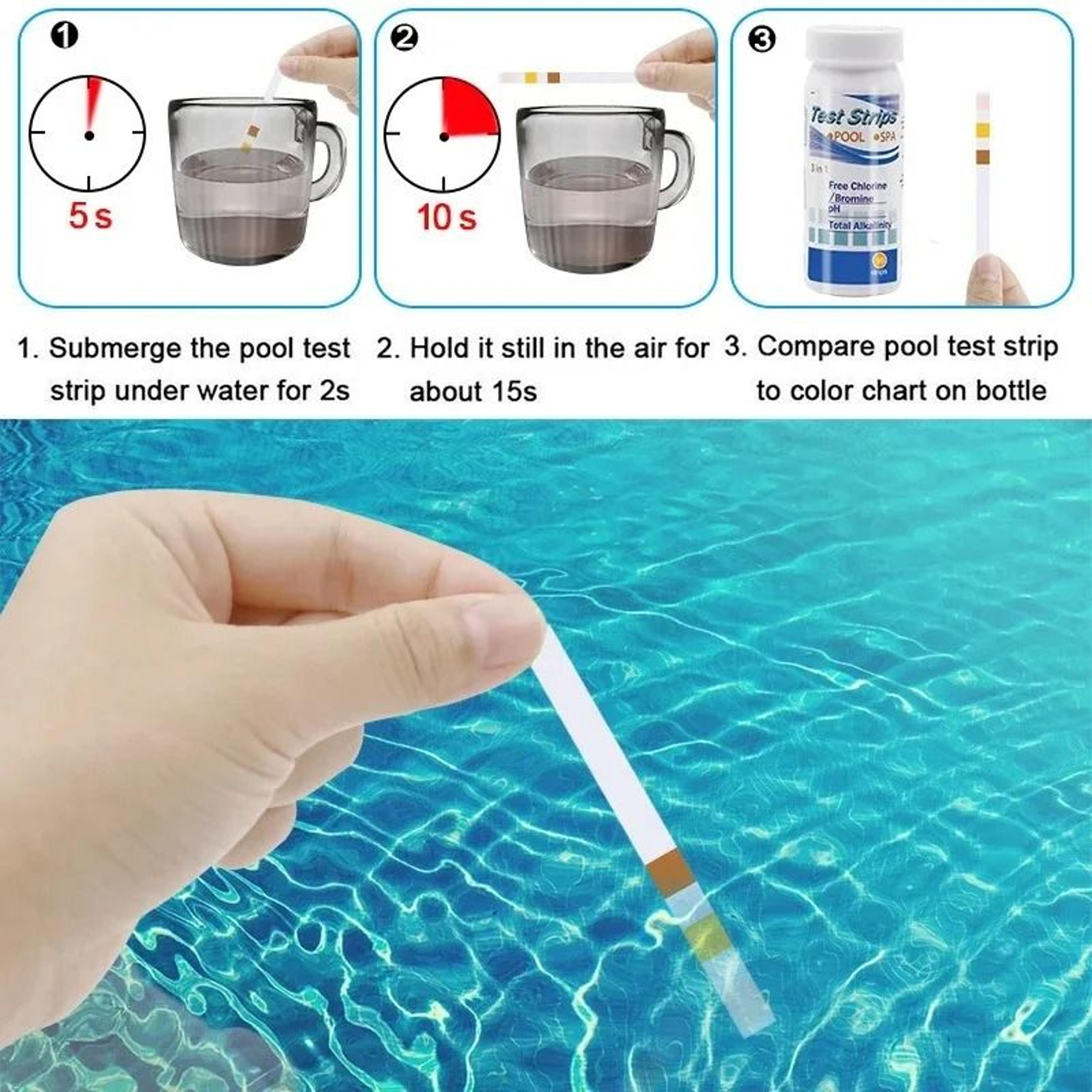 3in1 Pool Test Strips For Chlorine PH And Alkalinity 10