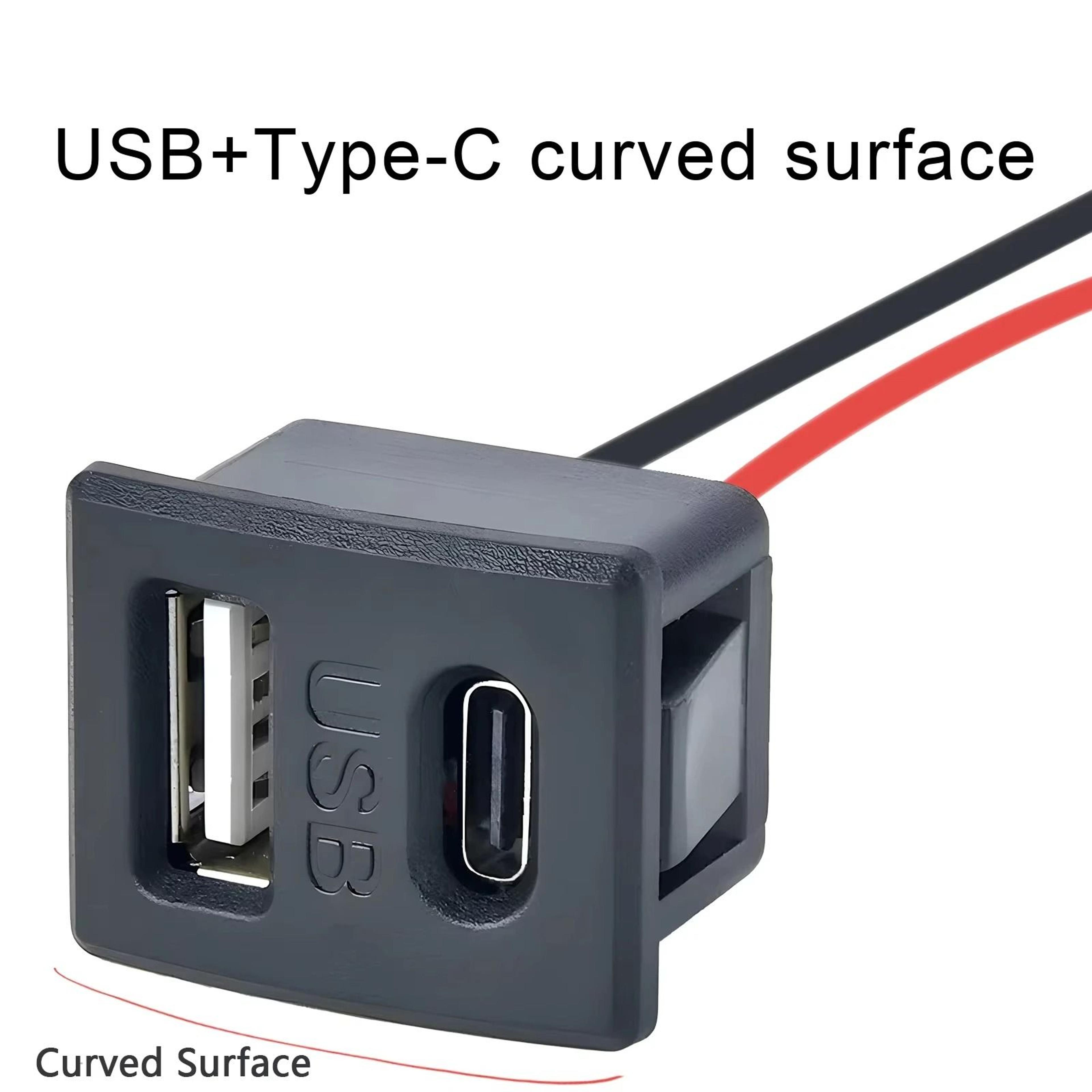 DoubleLayer USBA And TypeC Female Charging Socket With Cable 1