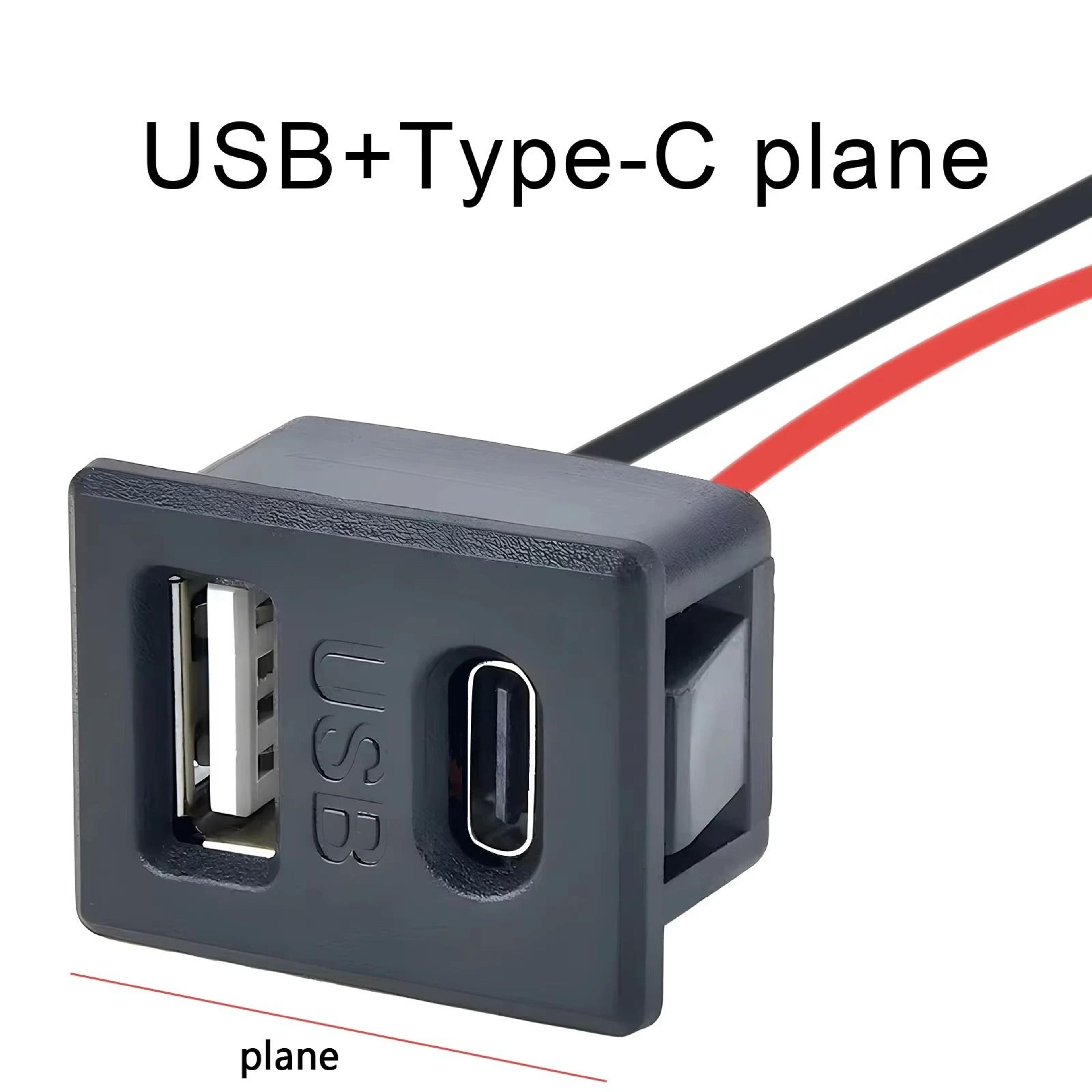 DoubleLayer USBA And TypeC Female Charging Socket With Cable 2