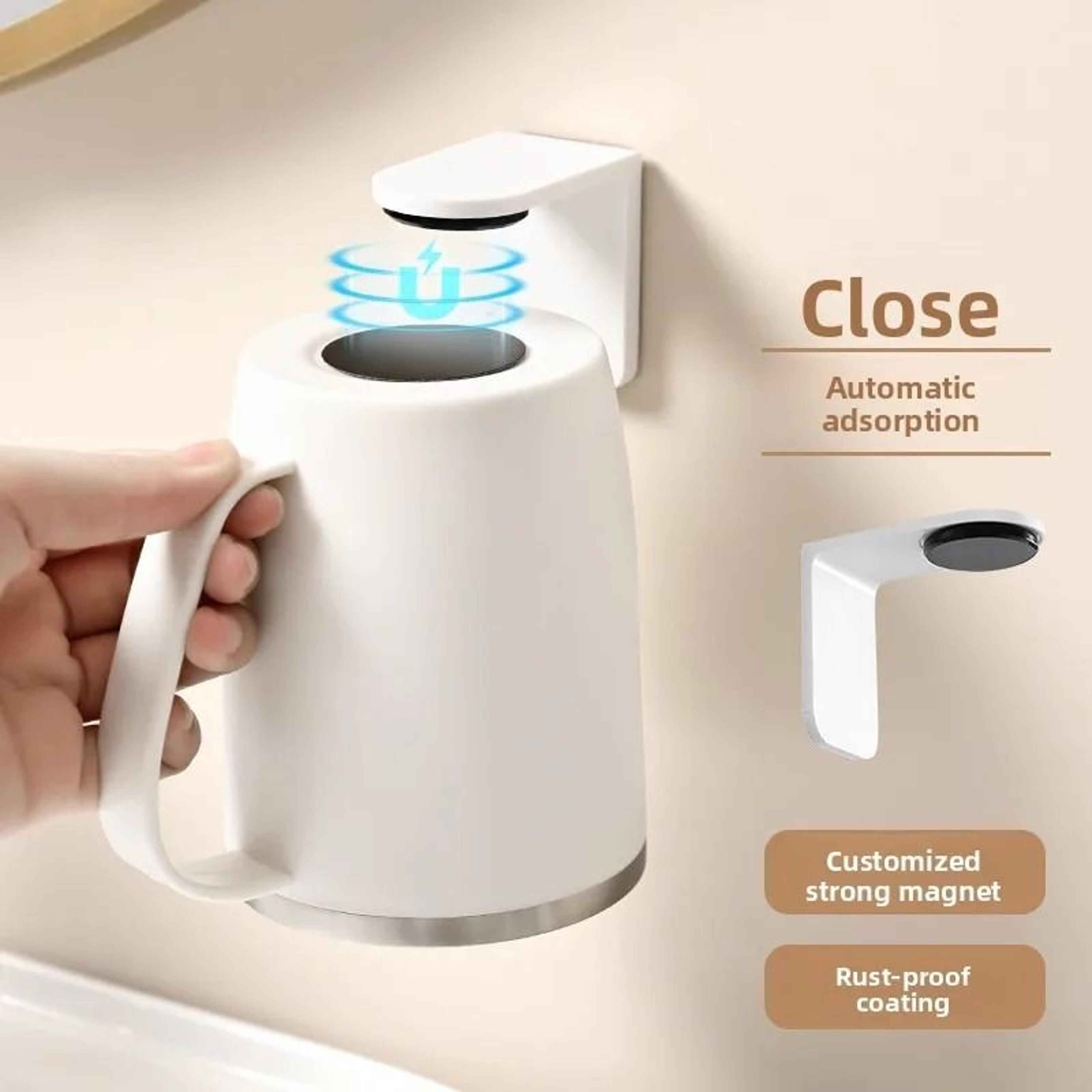 Magnetic 304 Stainless Steel Mouthwash Cup With Wall Holder And Handle 7