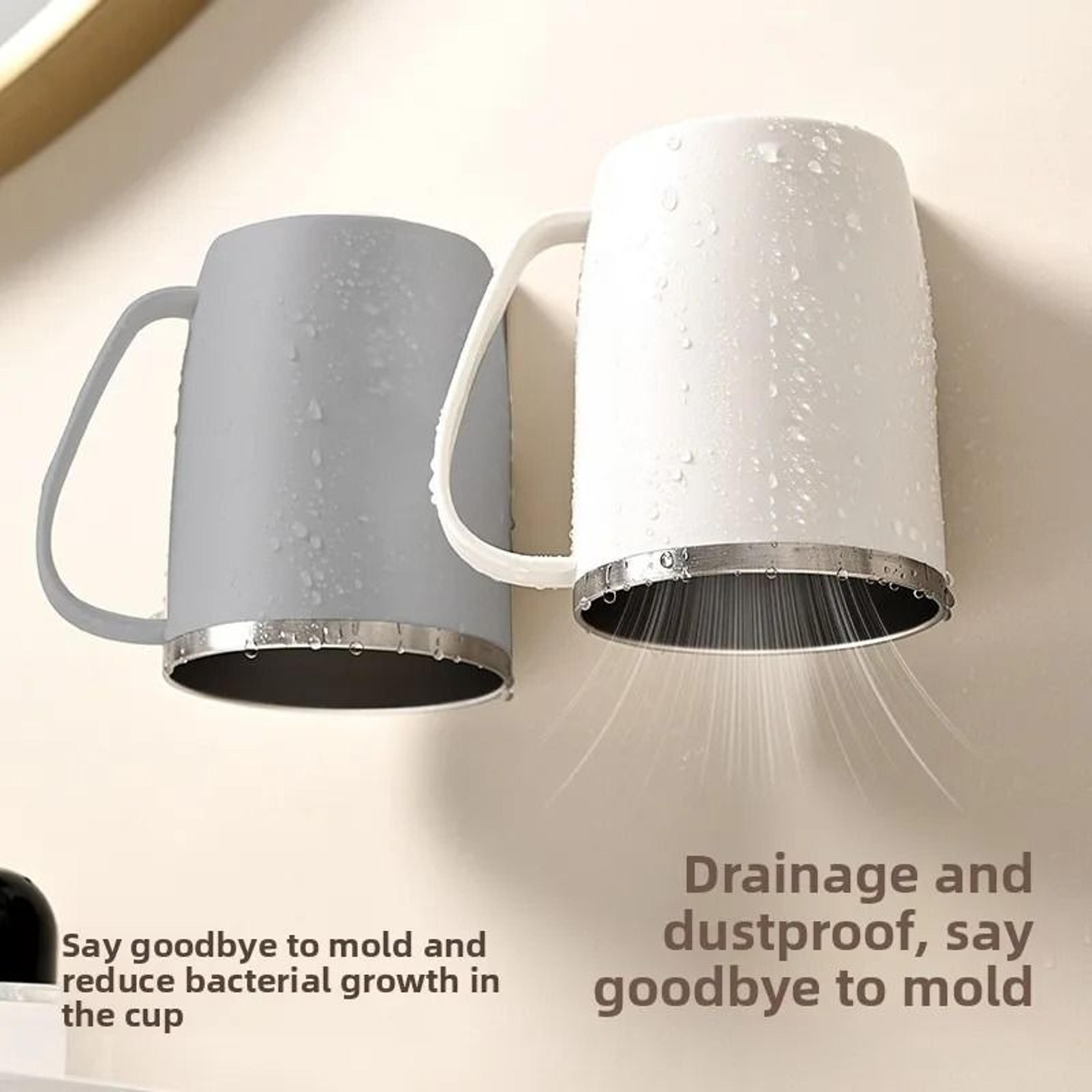 Magnetic 304 Stainless Steel Mouthwash Cup With Wall Holder And Handle 5
