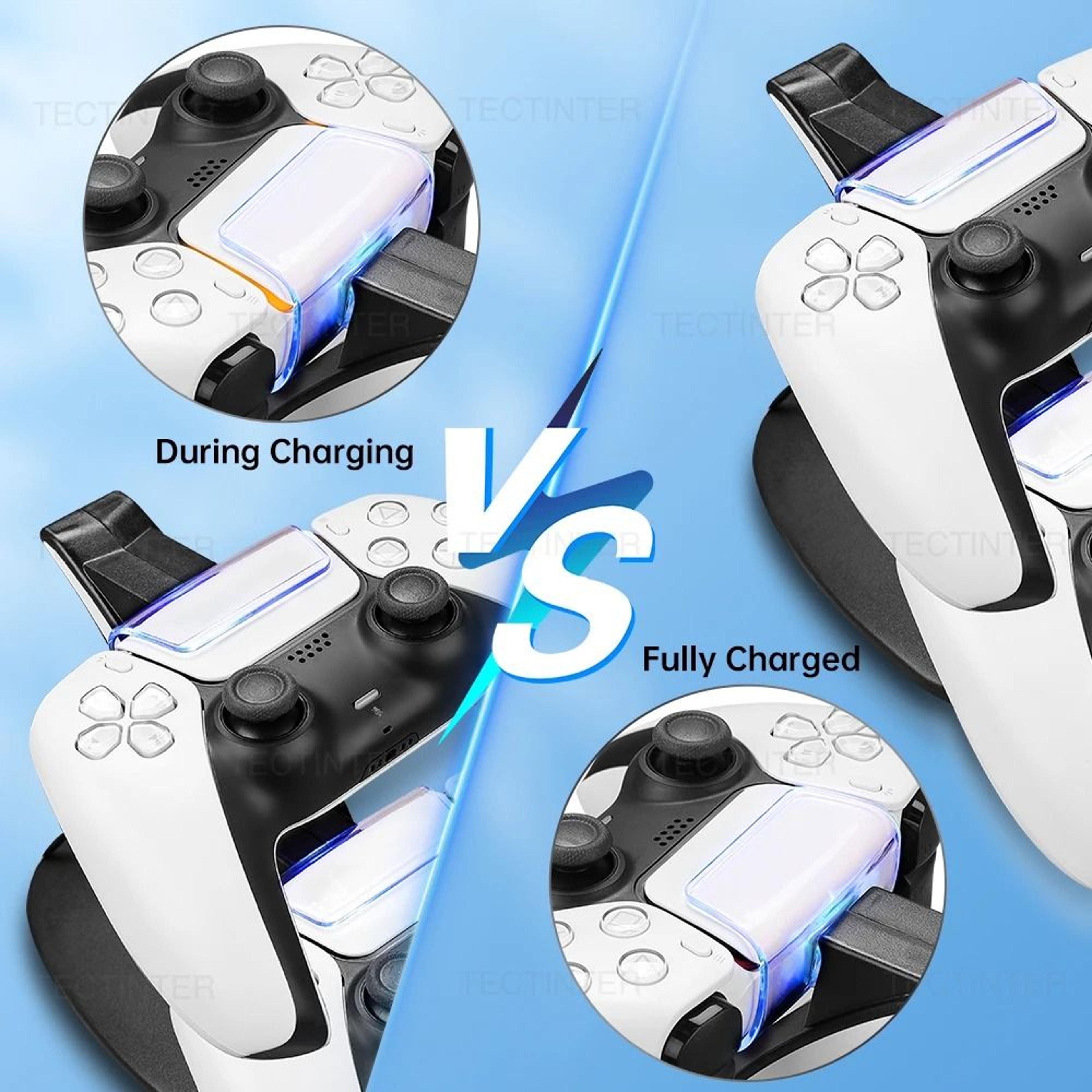 Dual PS5 Controller Charging Station With TypeC LED Dock 7