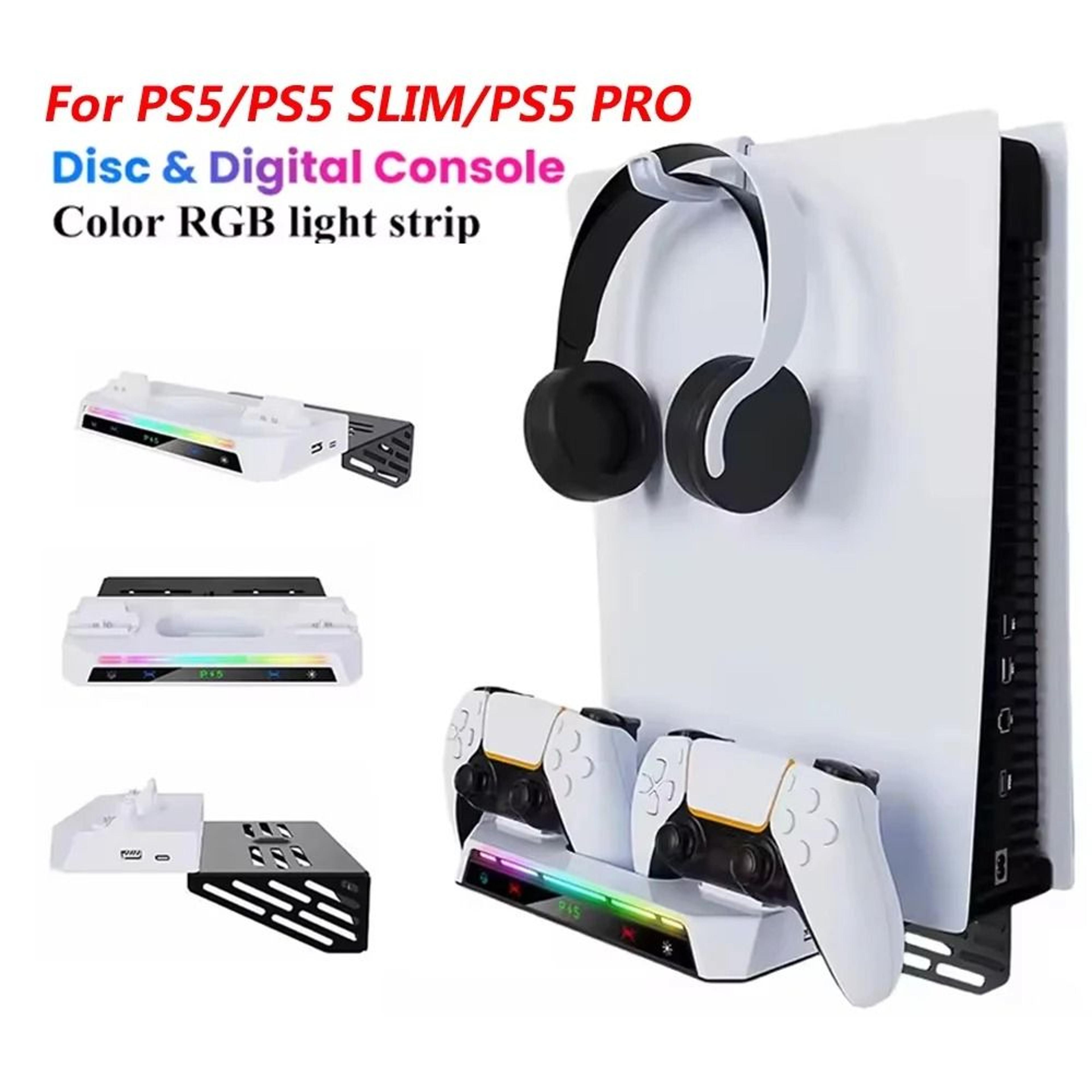 RGB PS5 Wall Mount With Dual Controller Charging And Headset Holder 4