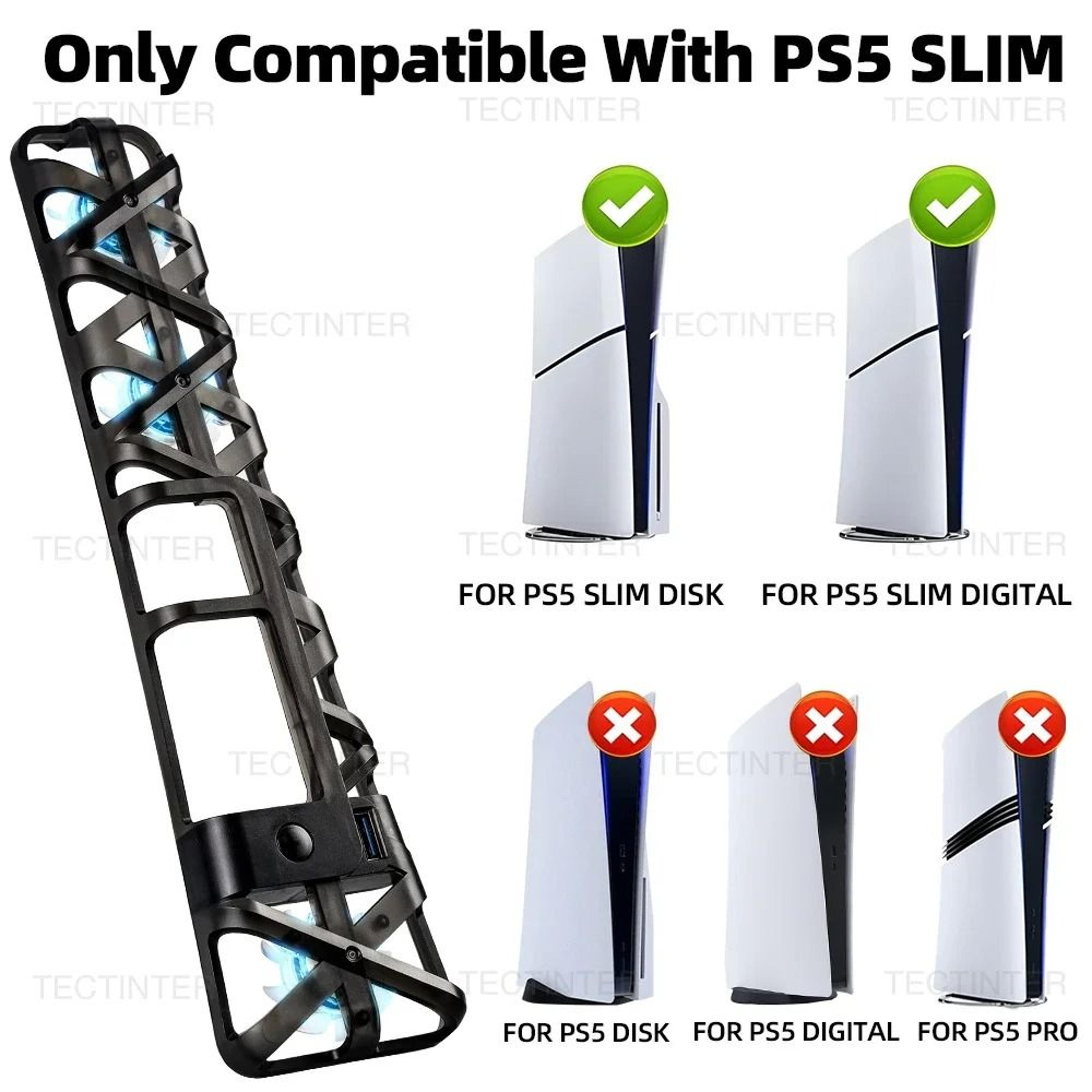 PS5 Slim Cooling Fan With LED Light And USB 30 Hub 5