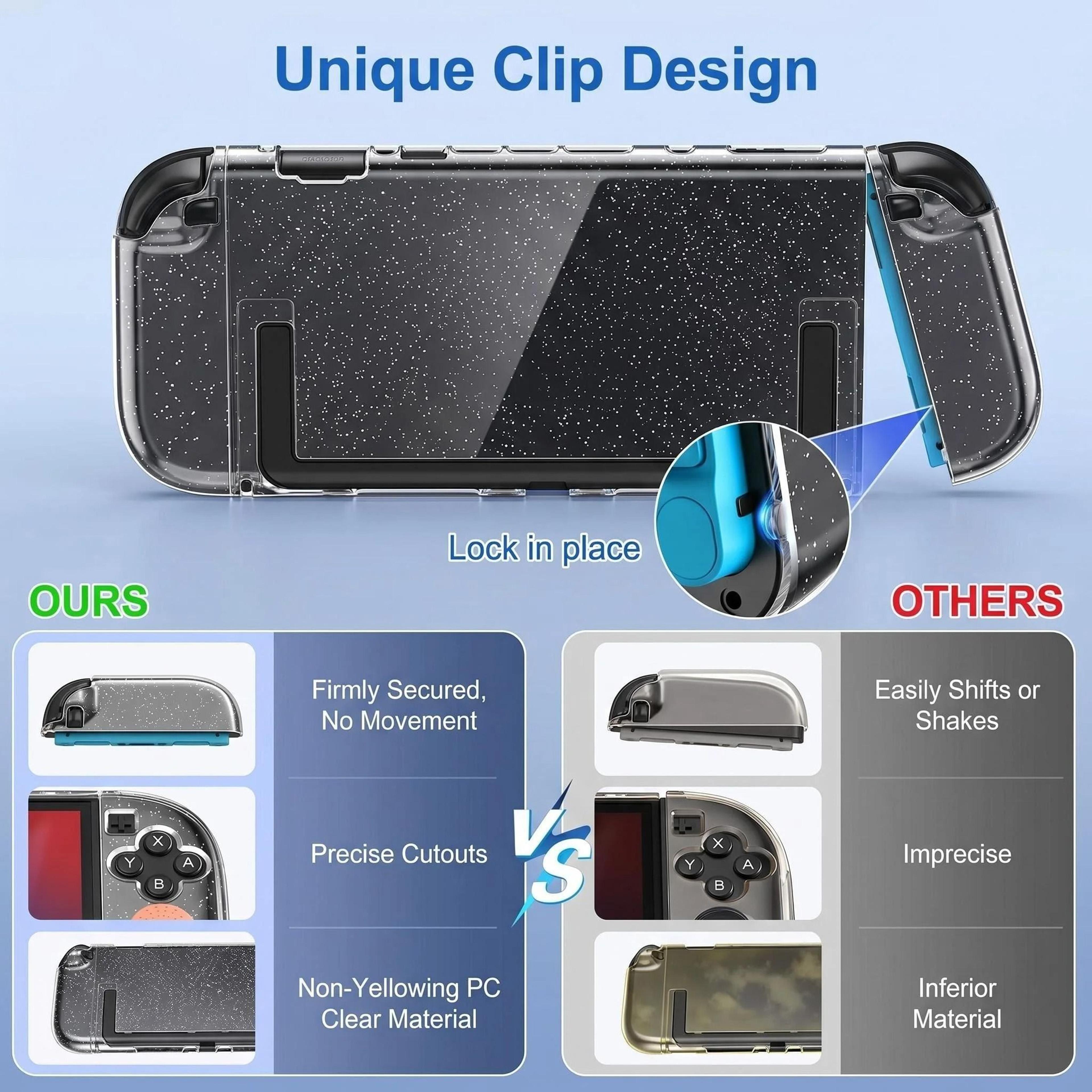 Nintendo Switch 2 Glitter Dockable Case Transparent TPU PC Protective Cover 9