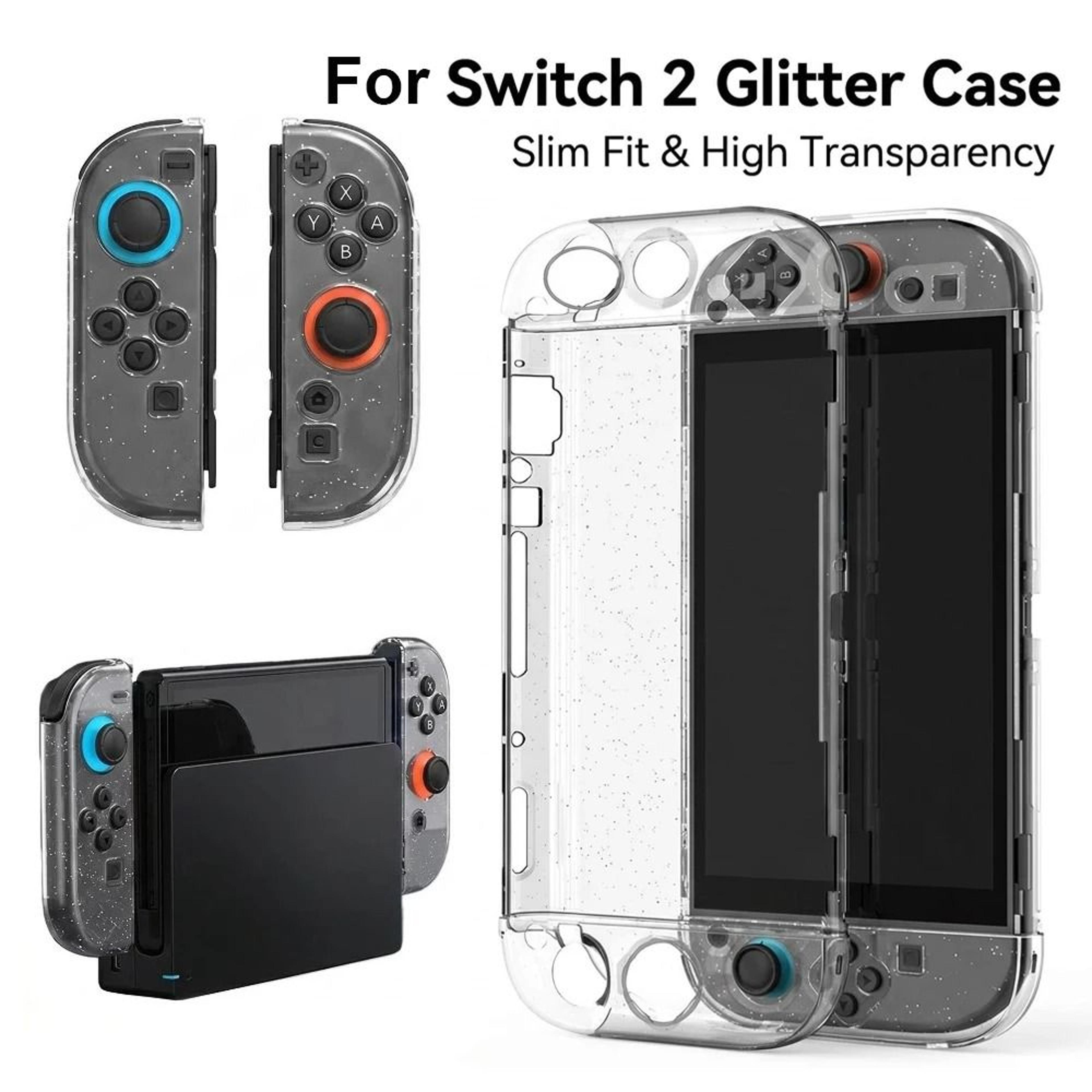 Nintendo Switch 2 Glitter Dockable Case Transparent TPU PC Protective Cover 0