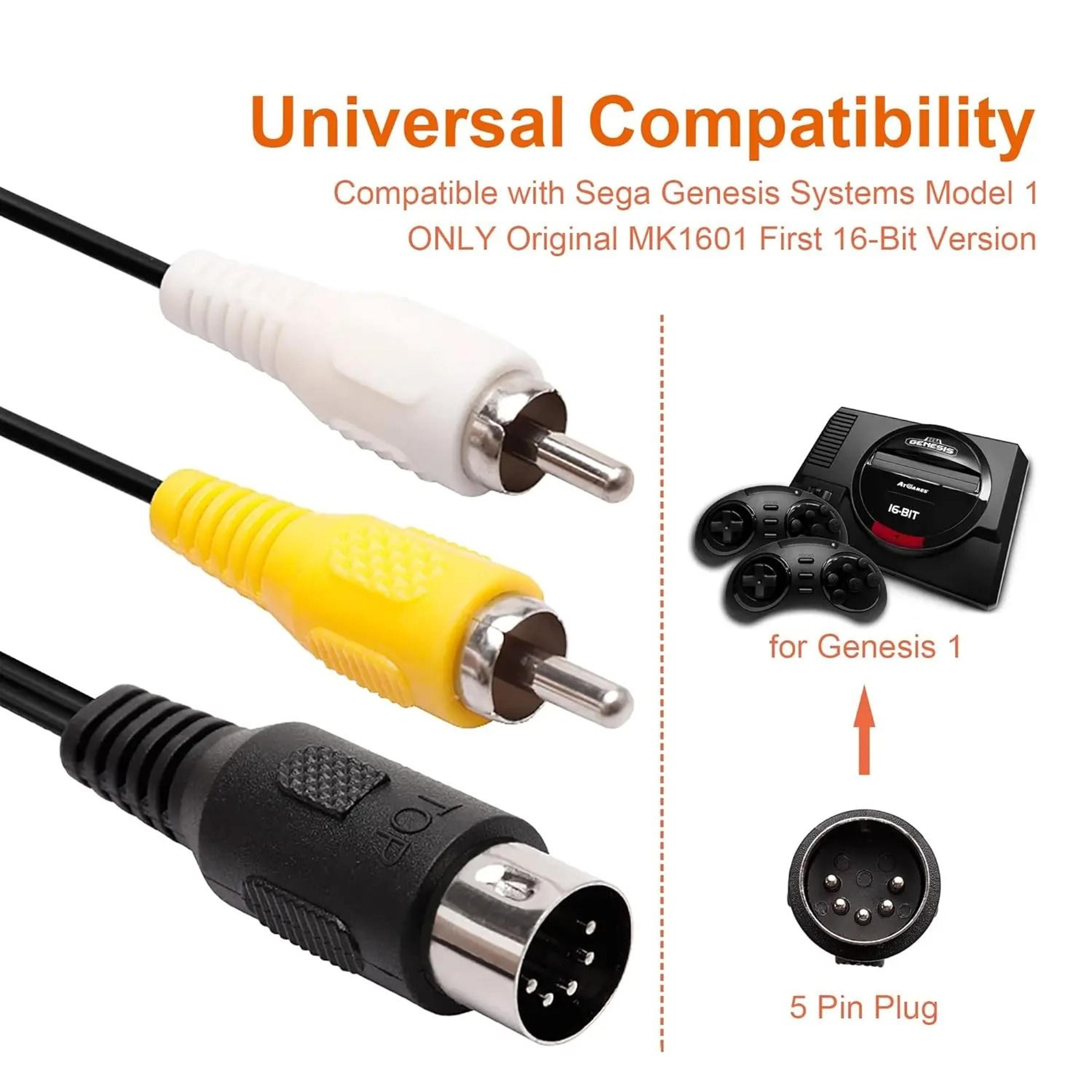 SEGA Genesis 1 AV Cable 6FT 5 Pin DIN To RCA Composite Connection 2