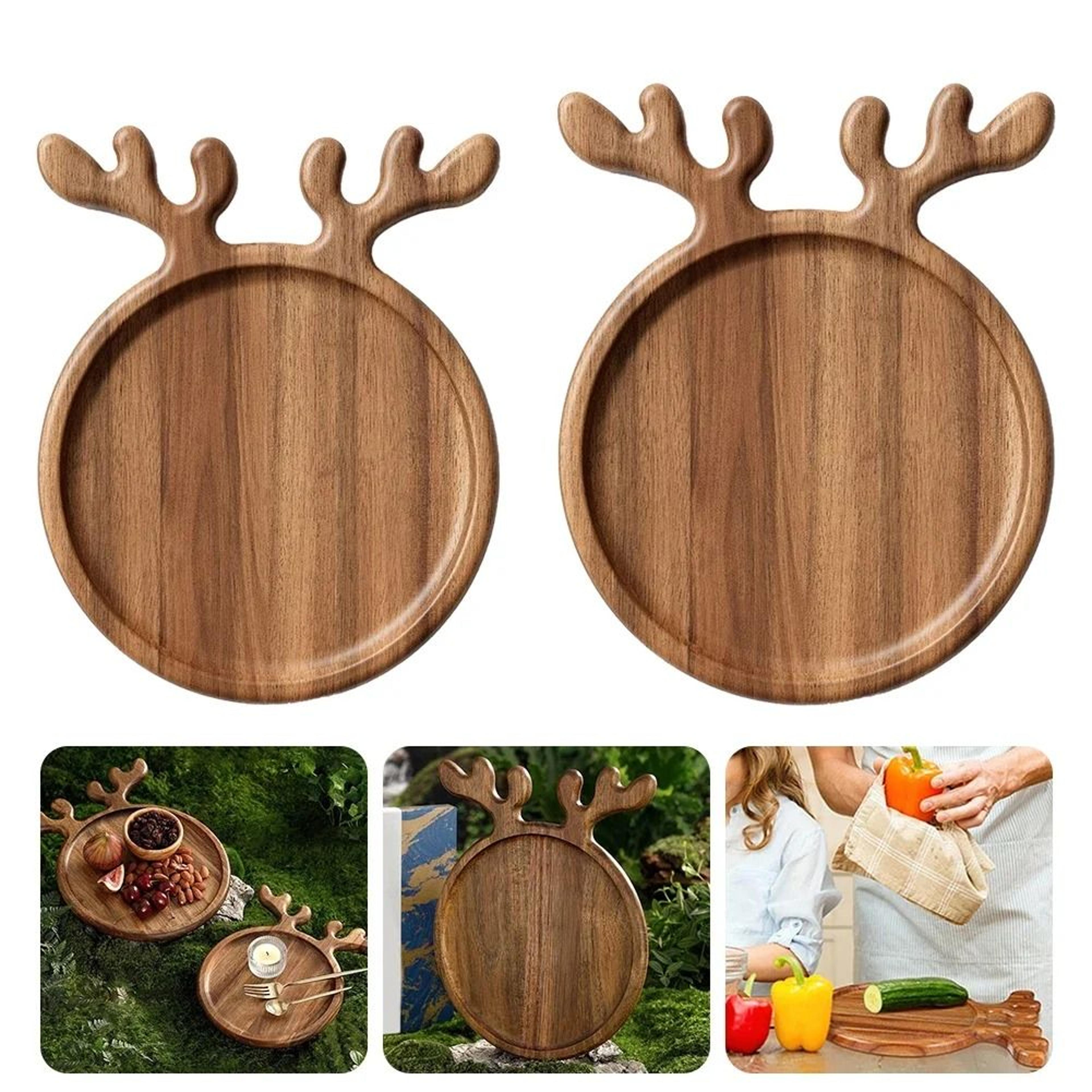 Wood Christmas Tree Serving Tray Snack Fruit Candy And Dessert Platter 8