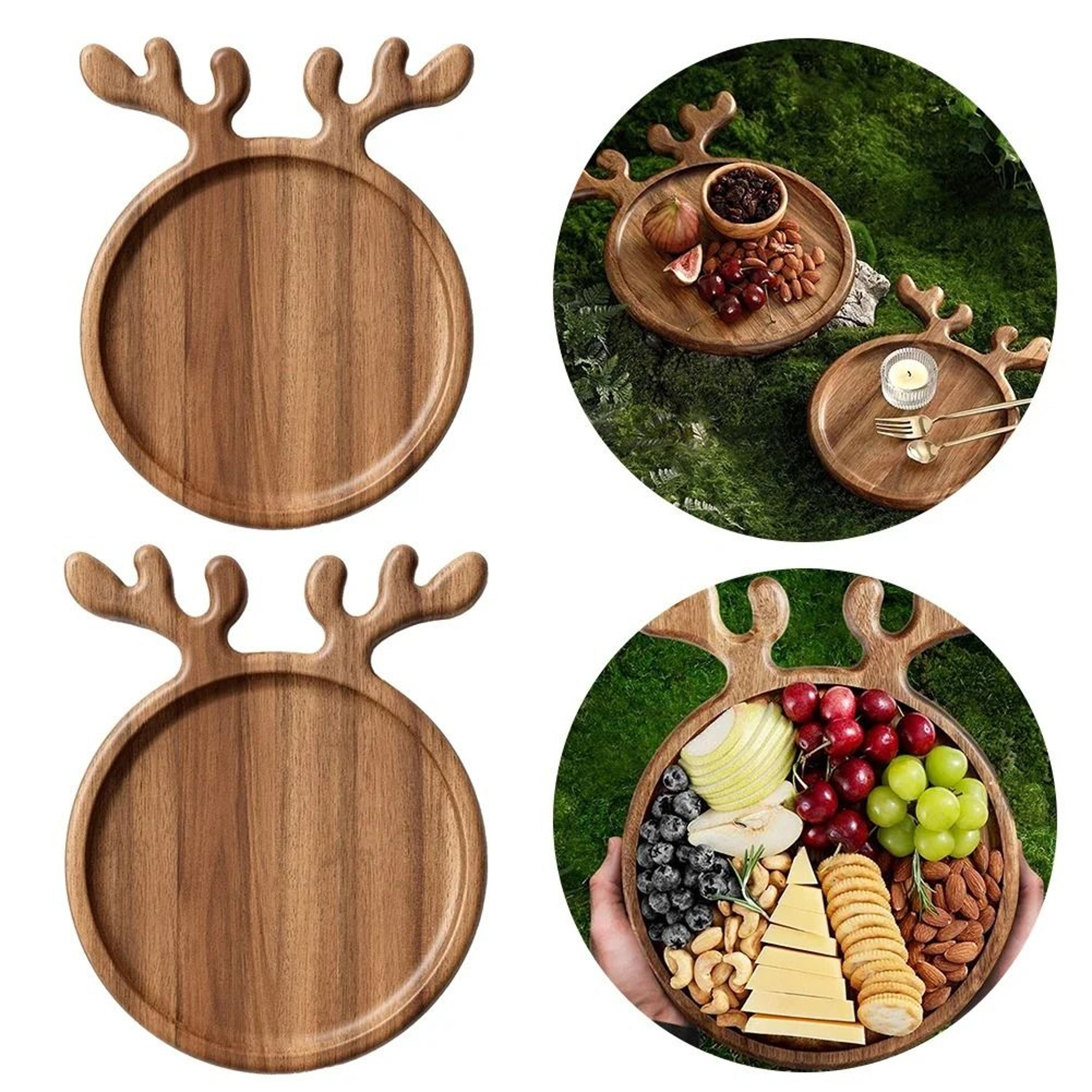 Wood Christmas Tree Serving Tray Snack Fruit Candy And Dessert Platter 7