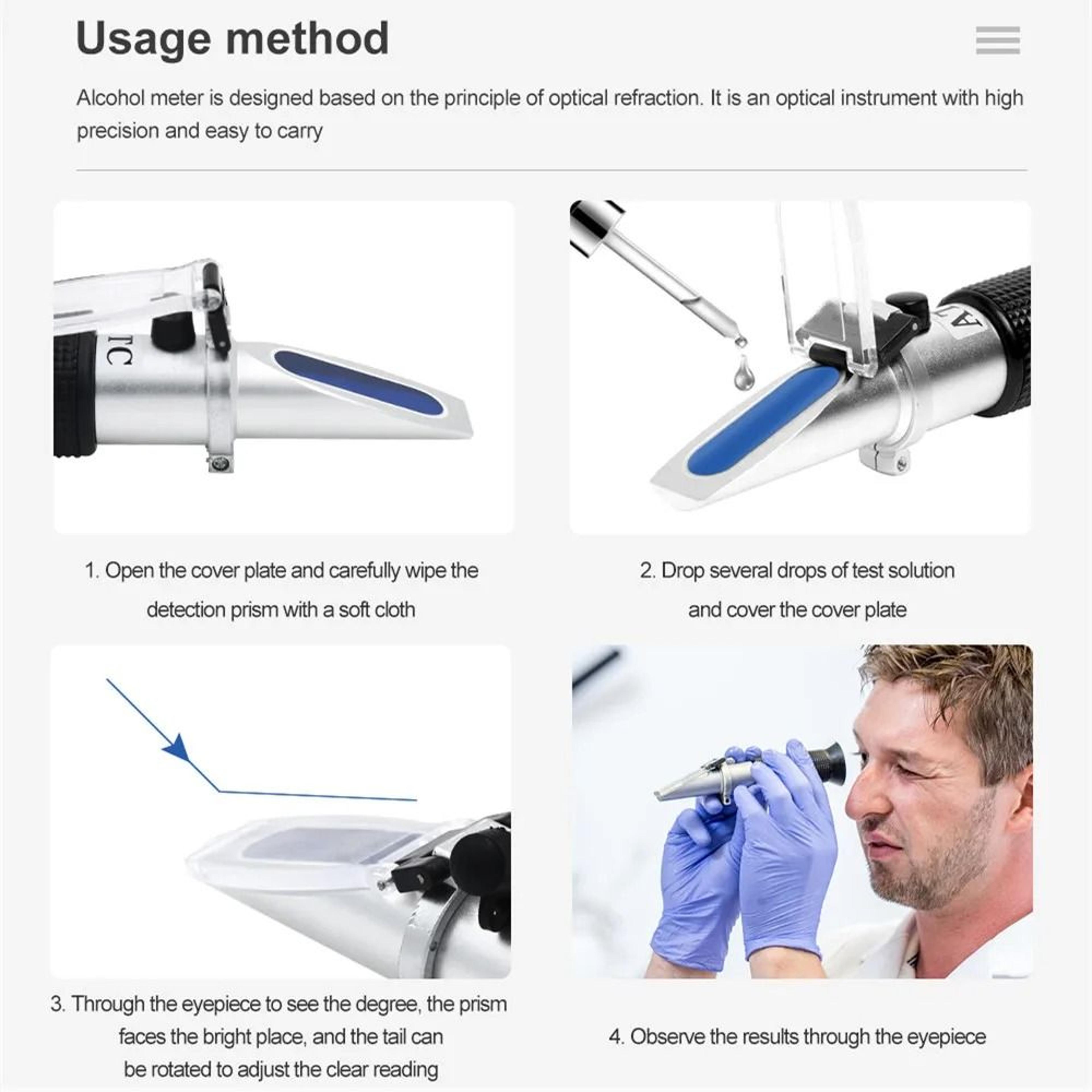 080 Alcohol Refractometer Handheld ATC Spirits And Liquor Concentration Tester 6