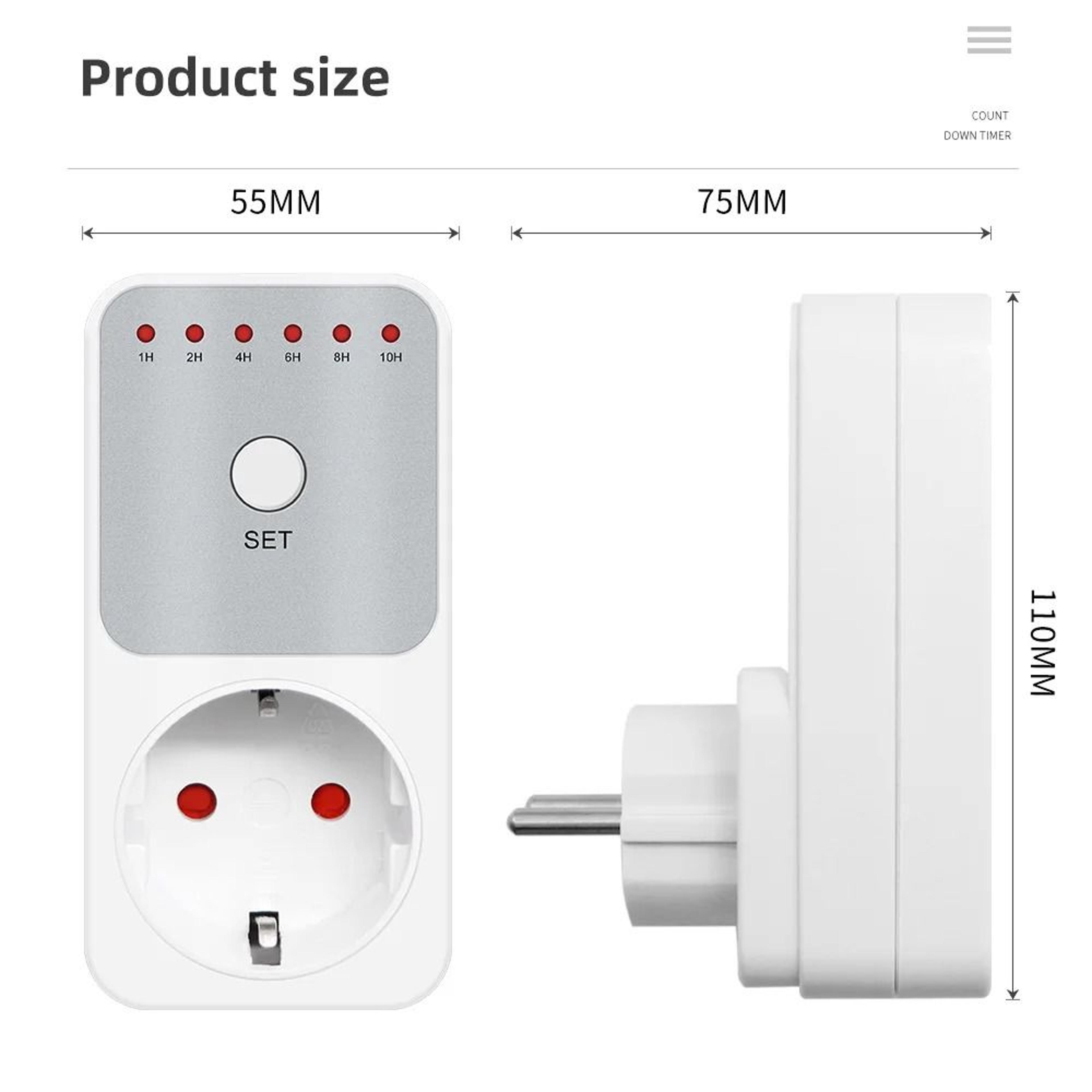 TM04 Countdown Timer Socket 16A LED PlugIn Appliance Timer 110 Hours 9
