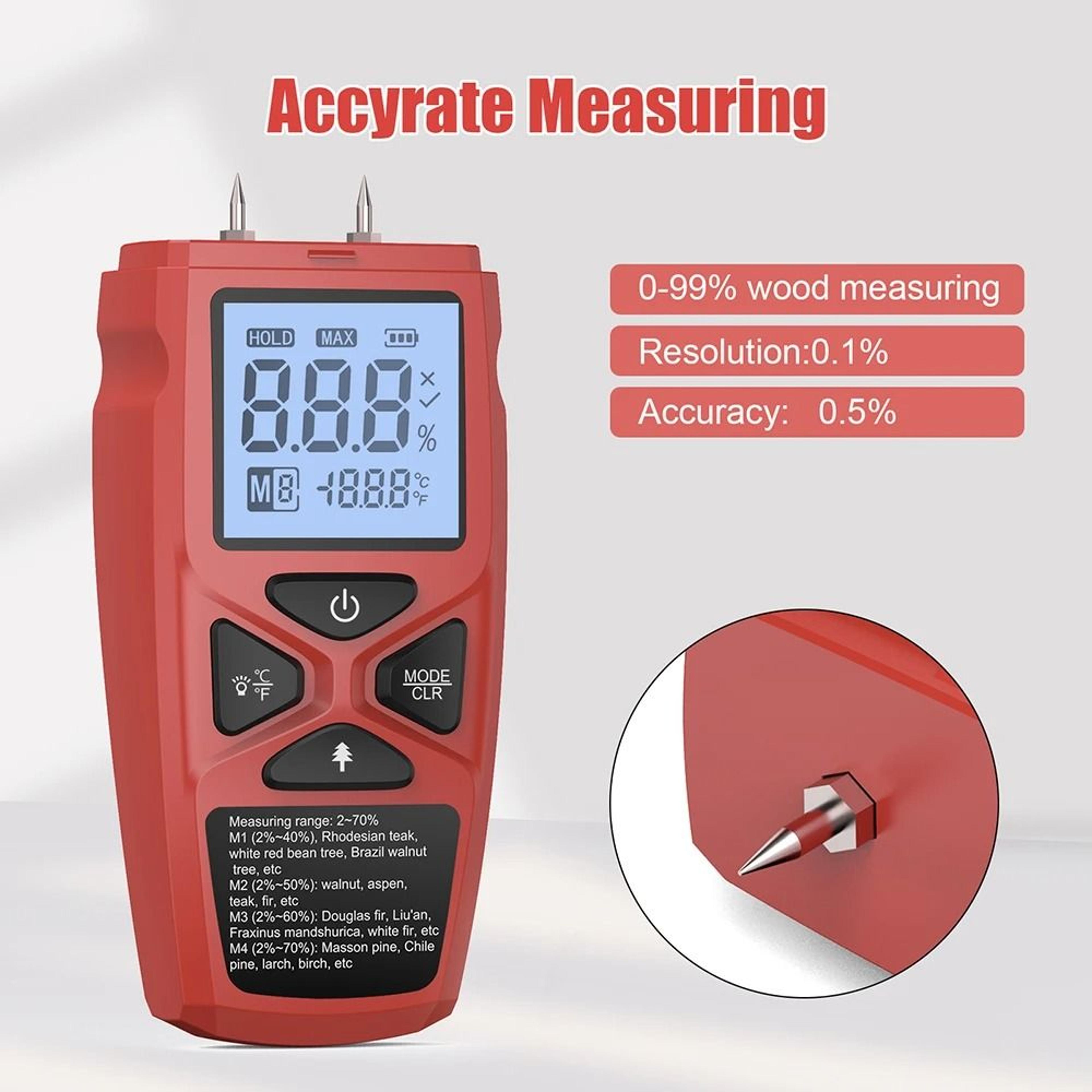 Digital Wood Moisture Meter Handheld LCD Tester For Timber Bamboo Paper And Herbal Materials 8
