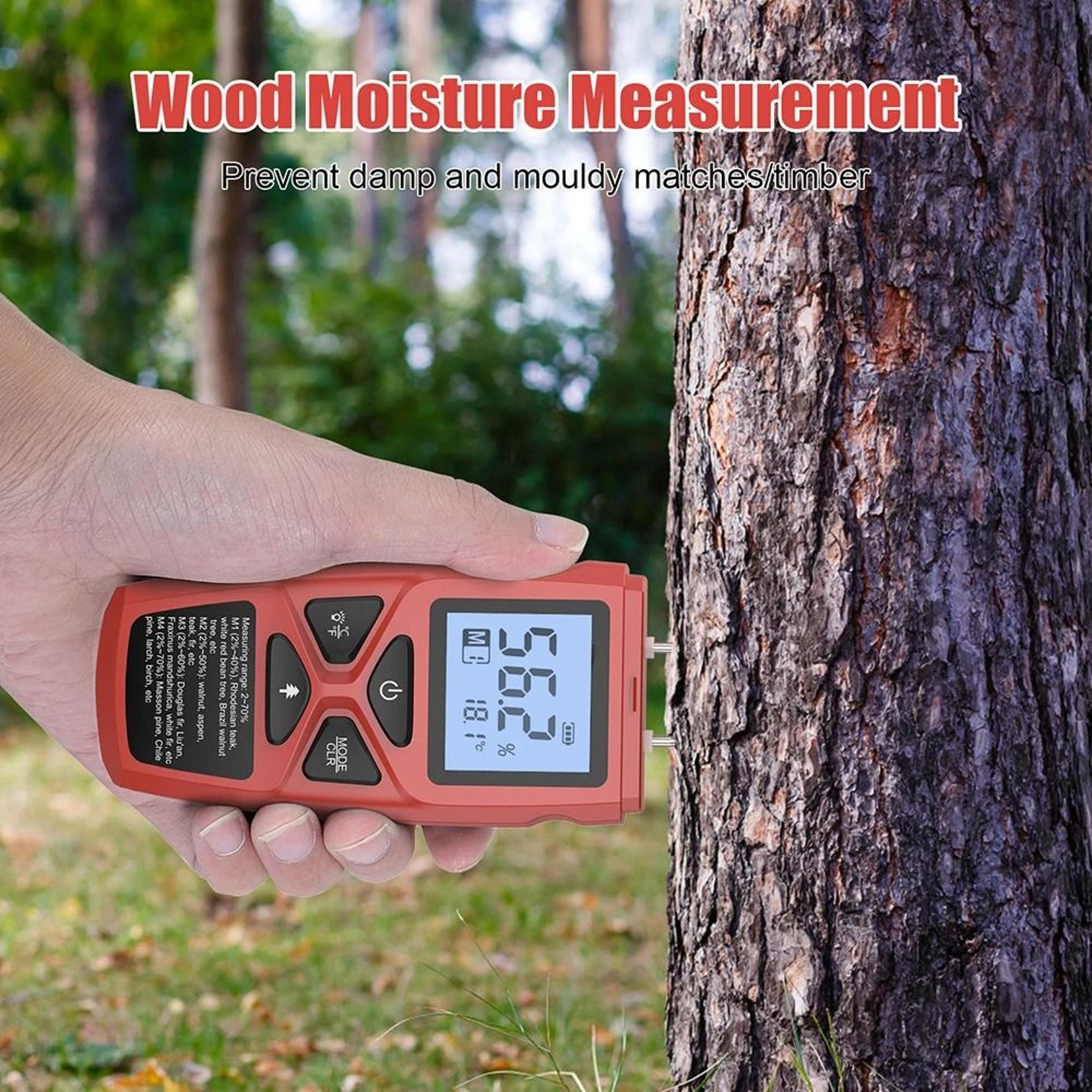 Digital Wood Moisture Meter Handheld LCD Tester For Timber Bamboo Paper And Herbal Materials 7